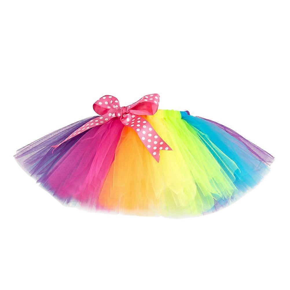 Girls Layered Tutu Skirt Multicolor Mesh Material Elastic Waist Tiered Ruffle 1Set