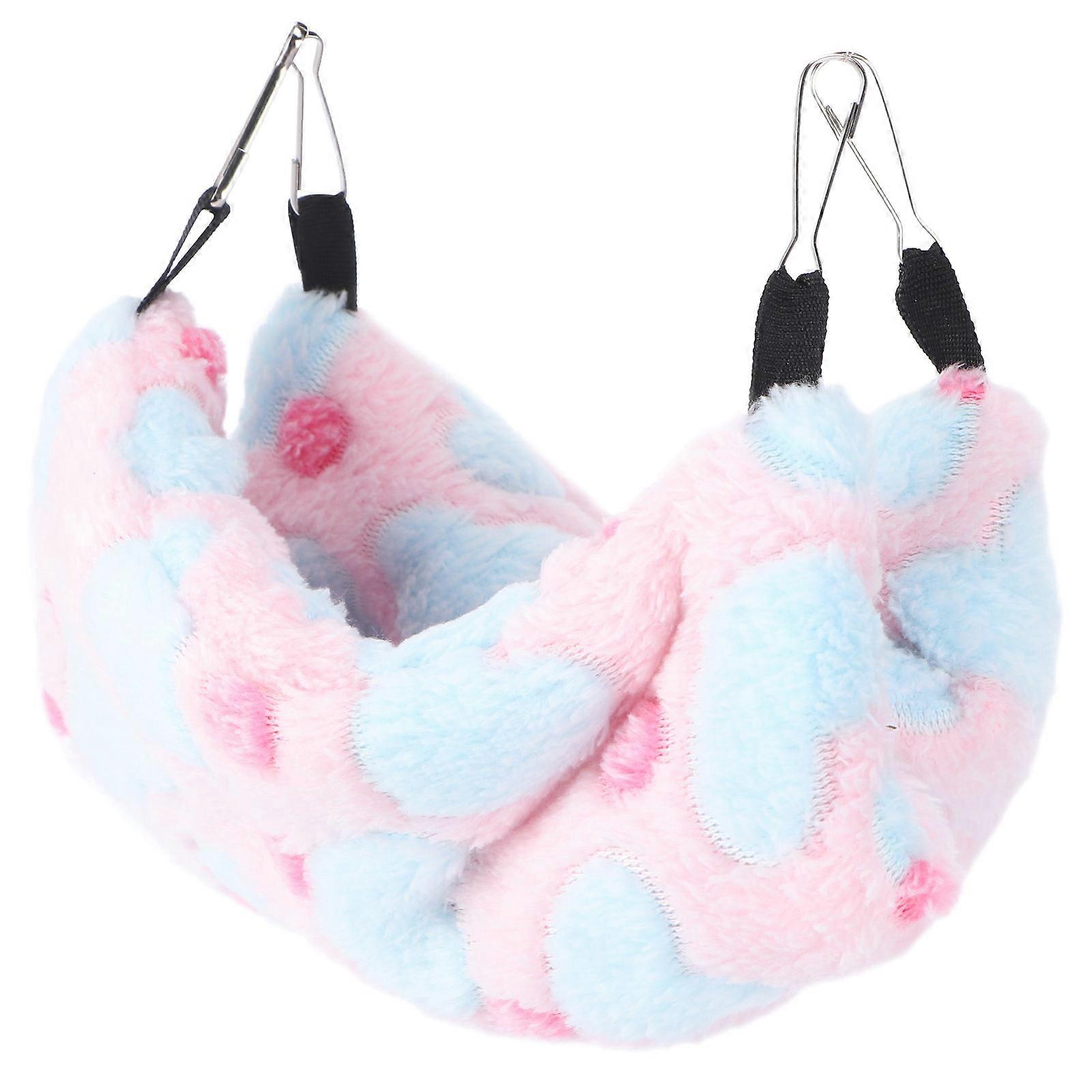 Blue Pet Hammock Warm Hanging Bed for Small Animals Like Hamster with Plush and Alloy 1Pc