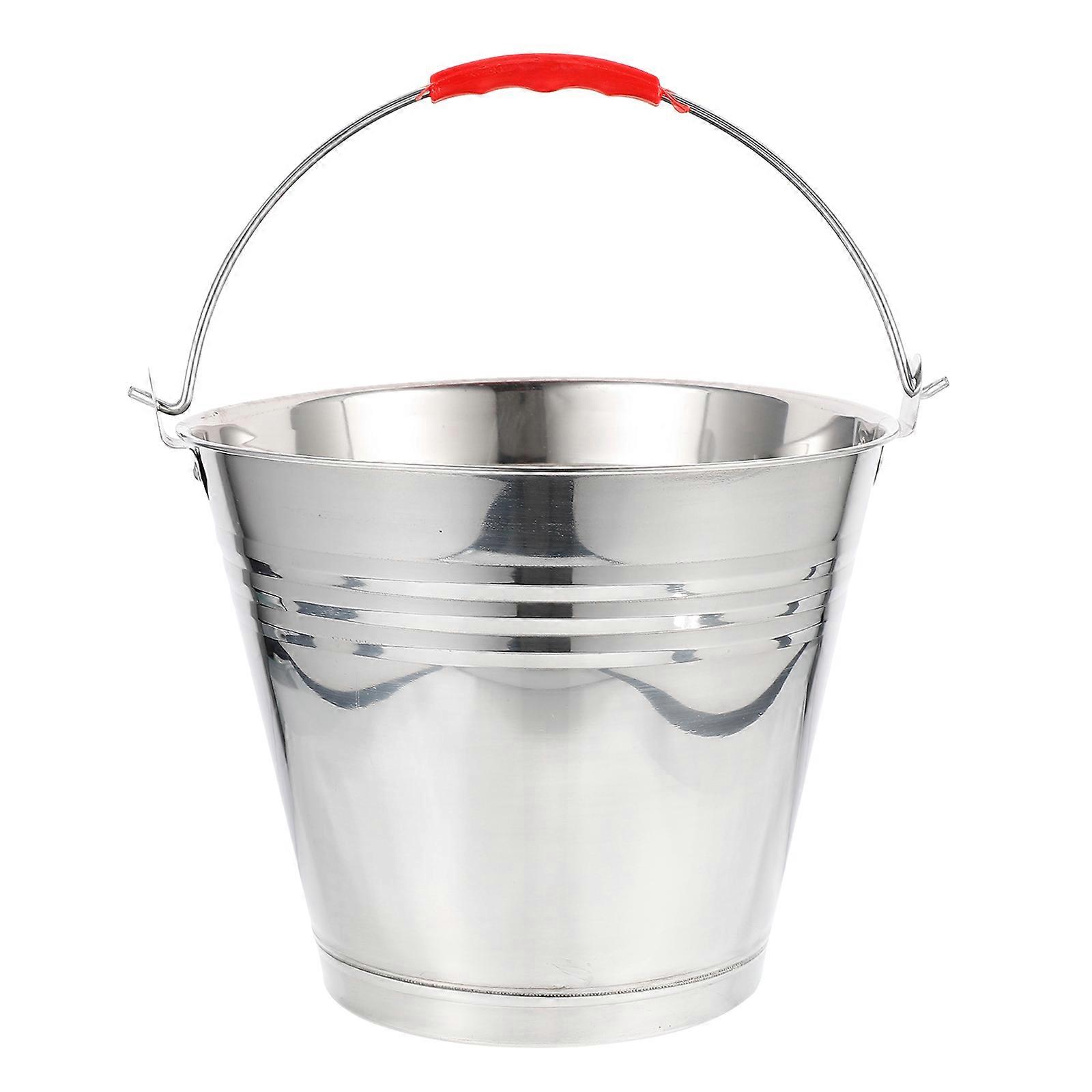 Metal Bucket Large Capacity Bucket For Households Smooth Inner Wall Thickened Handle Indoor Outdoor Use 1Pc