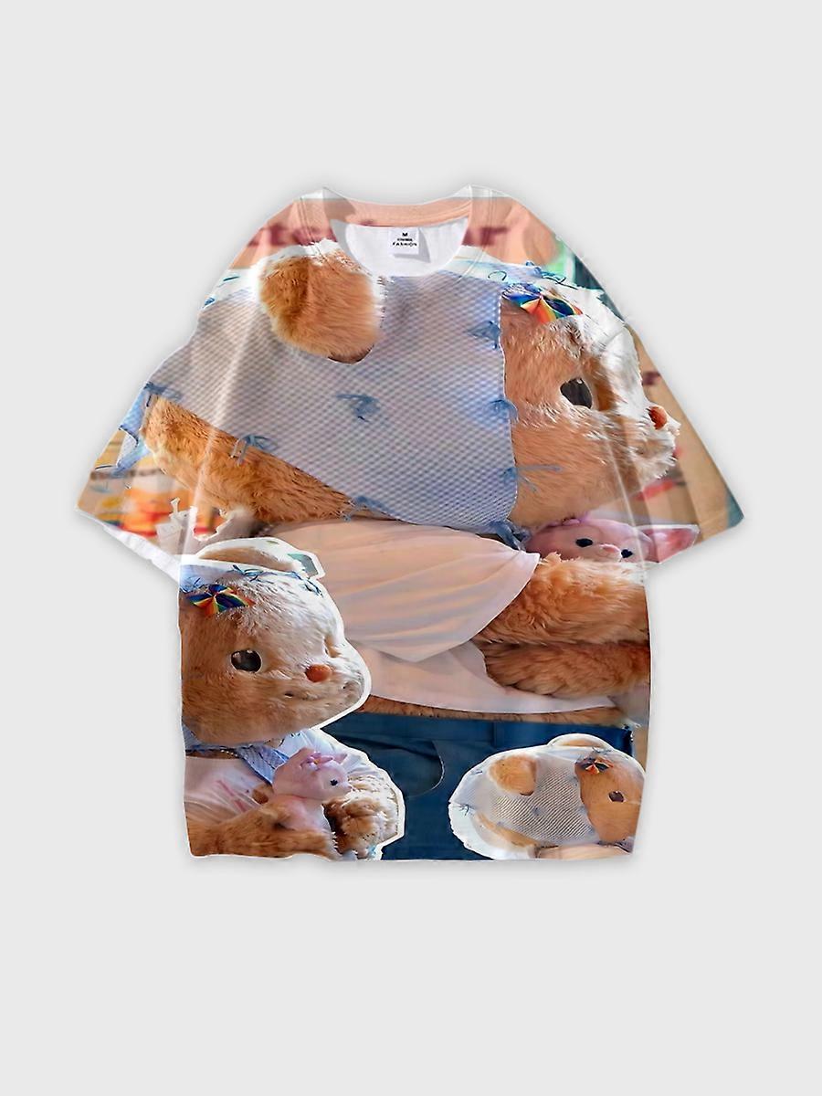 T-shirt round neck Pattern loose short sleeve O133