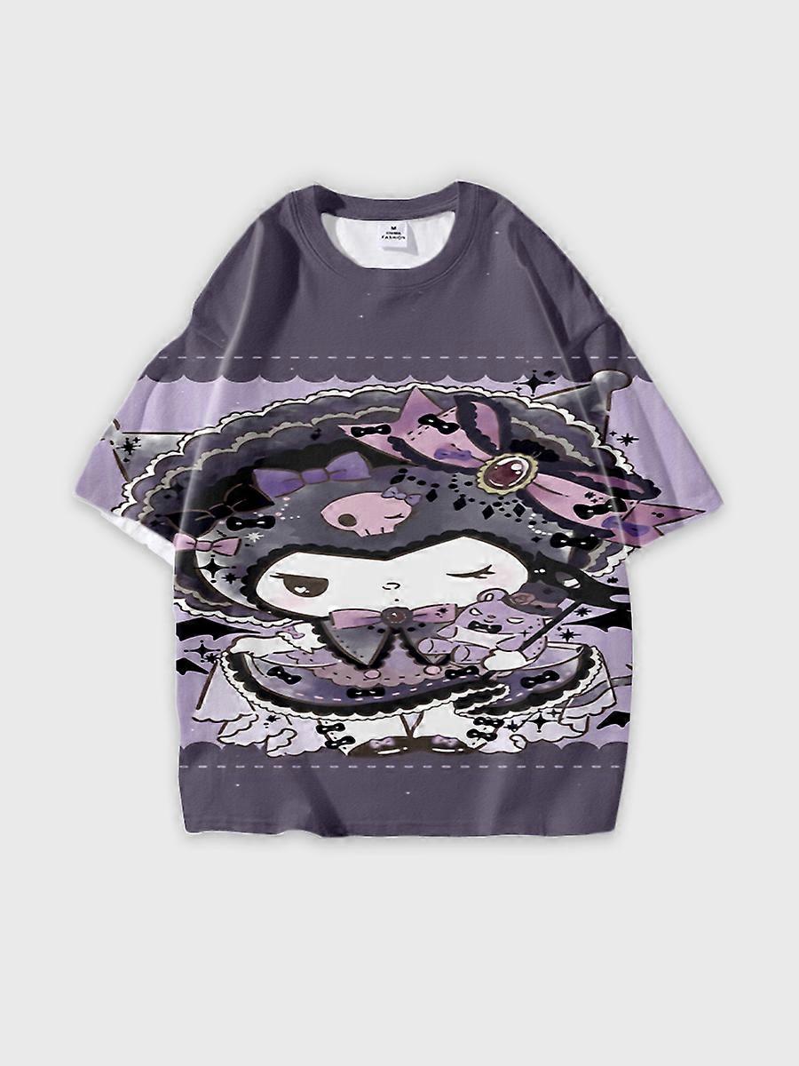 T-shirt girocollo Cartoon Pattern manica corta sciolta B1129