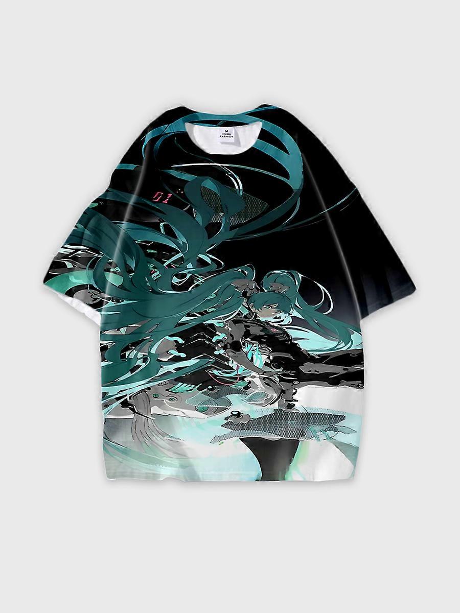 T-shirt round neck Role Pattern loose short sleeve C715