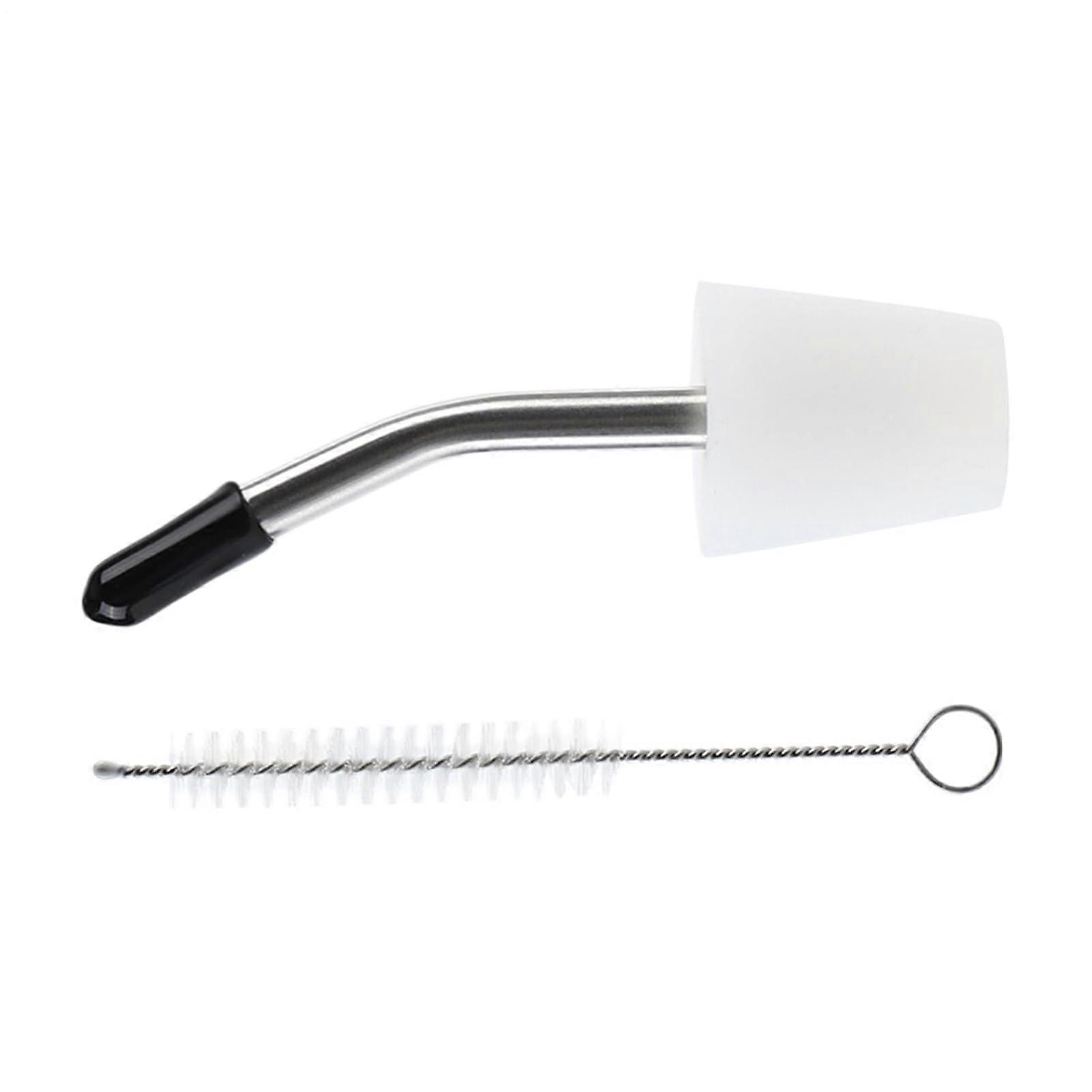 Water kettle pouring adapter, long spout, reusable, conical cover with brush, for beverages, home, caf white.