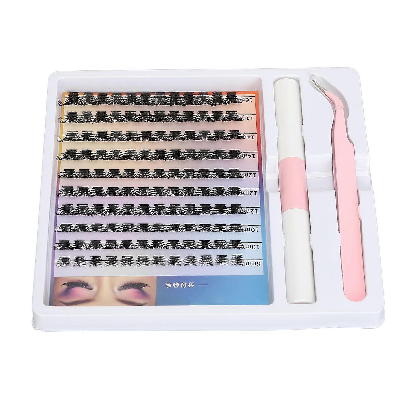 DIY Eyelash Extension Kit 120pcs Clusters 8‑16mm Individual Lash Extension Kit with 2ml Dual Use Glue Lash Tweezers