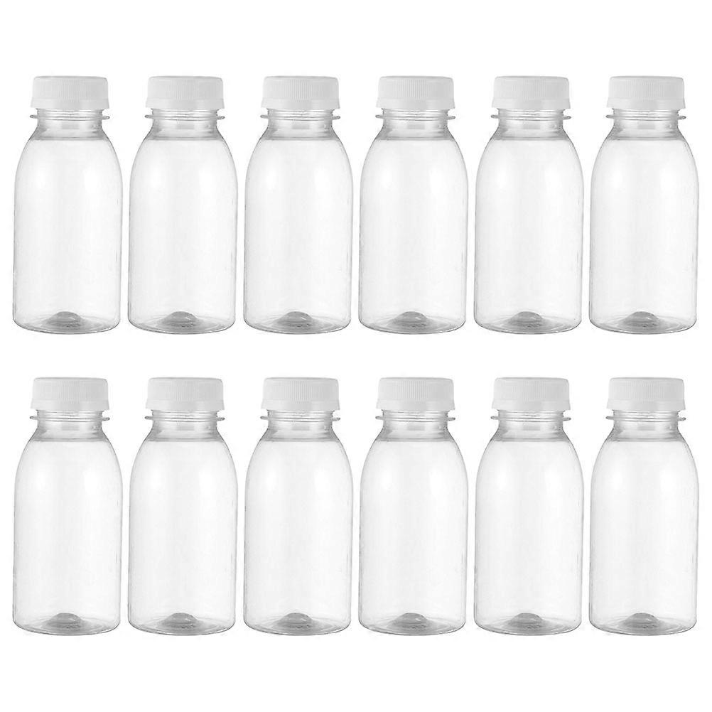 12pcs Clear Plastic Juice Bottles with Caps for Storage and Outdoor Use Transparent Bottles