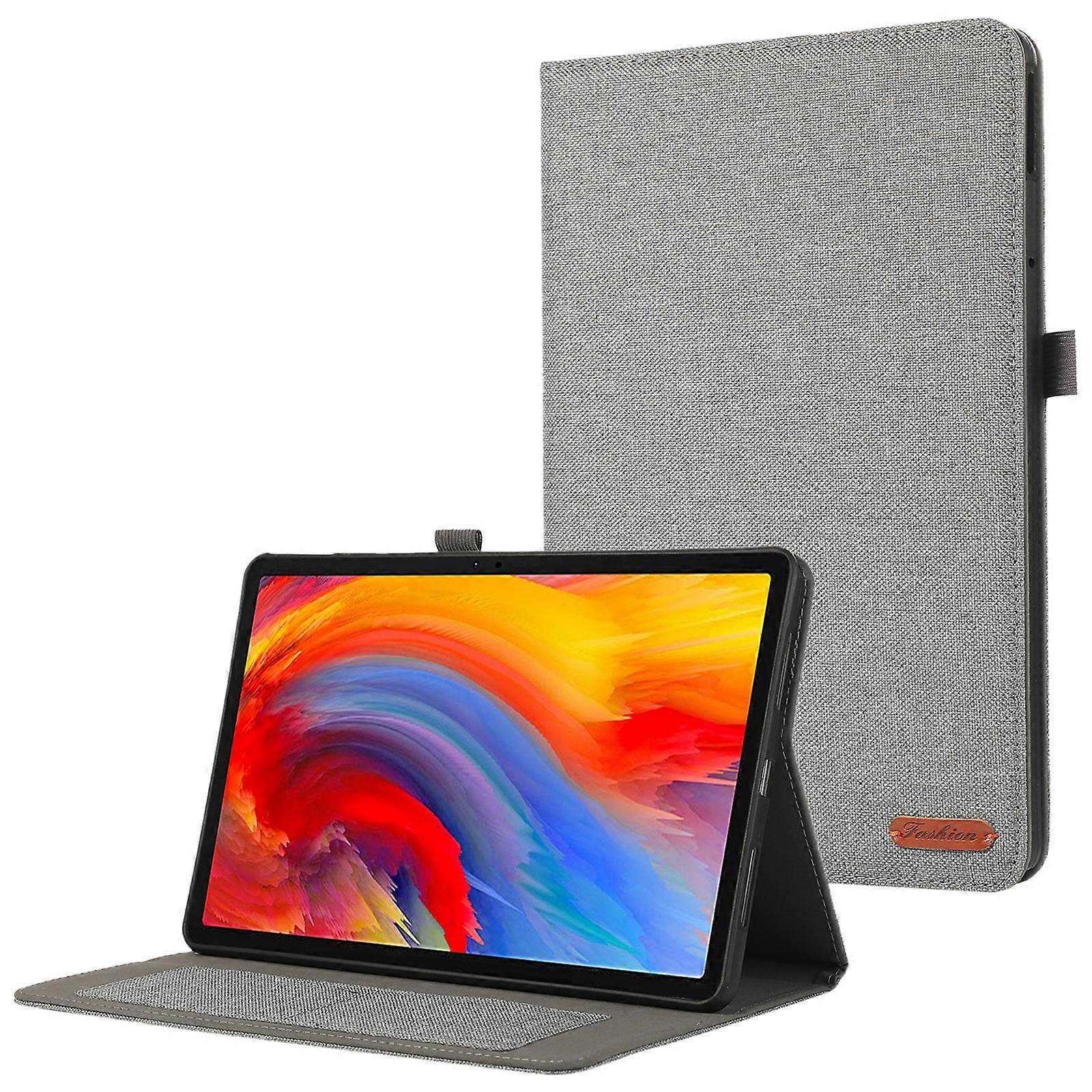 TKdaddy ل Lenovo Tab M11 Plus حامل بطاقة جلدية قماش نسيج حامل قرص رمادي
