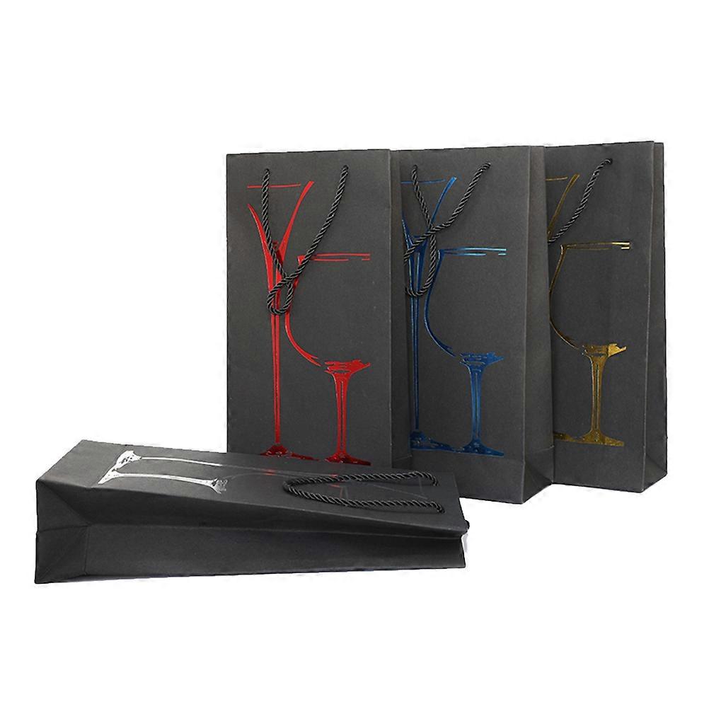 Black Wine Gift Bags for Red Wine 4 Pieces Sturdy Paper Bags Suitable for Standard BottlesReusable Elegant Touch