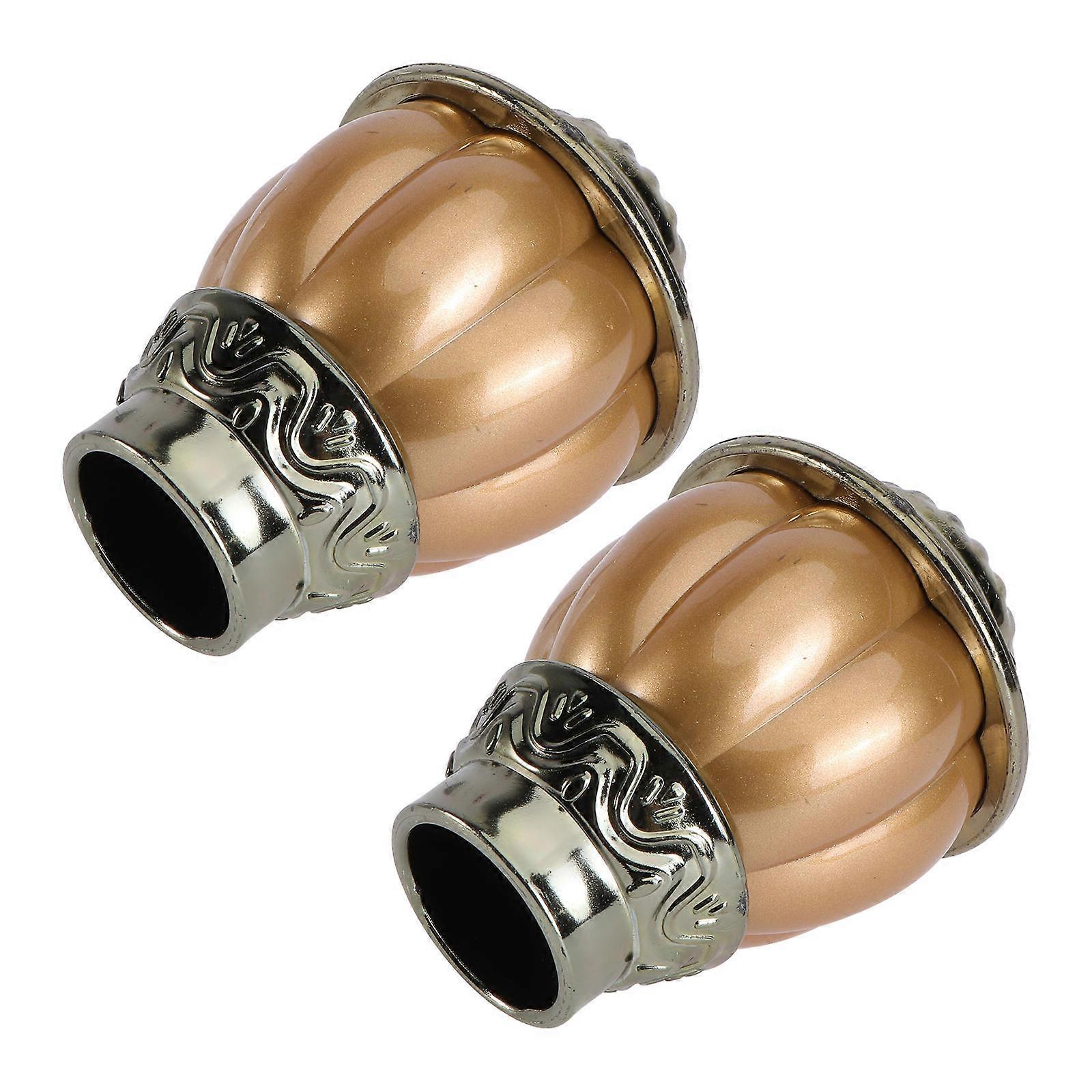 Pumpkin Design Curtain Rod Finials for Window Poles – Drapery Pole Caps for Home & Office Decor – Golden