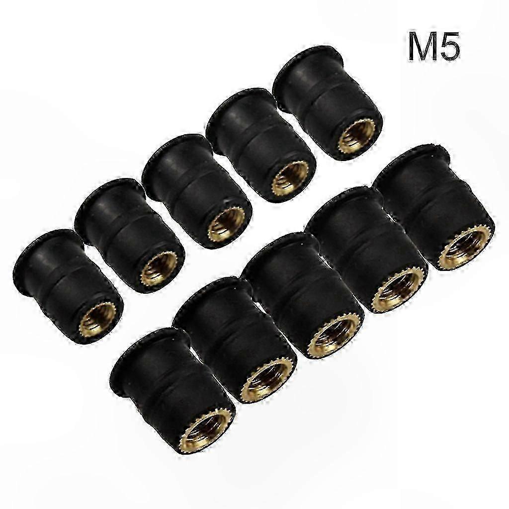 10-Pack M5 Rubber Well Nuts for Motorcycle Windshield Mounting Hardware