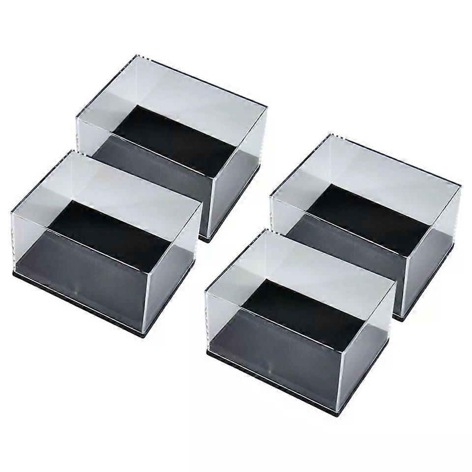 Transparent Mineral Specimen Display Case, 4 Pcs Clear Box for Samples Storage