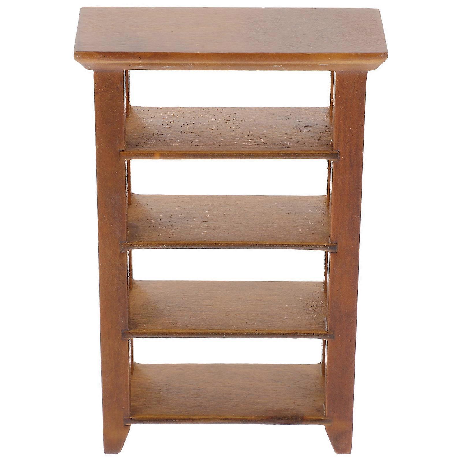 Brown Wooden Mini Bookshelf for Decoration with Realistic Design and Smooth Surface Wood Craft Gifts 3.5 x 1.5 x 6.5 inches