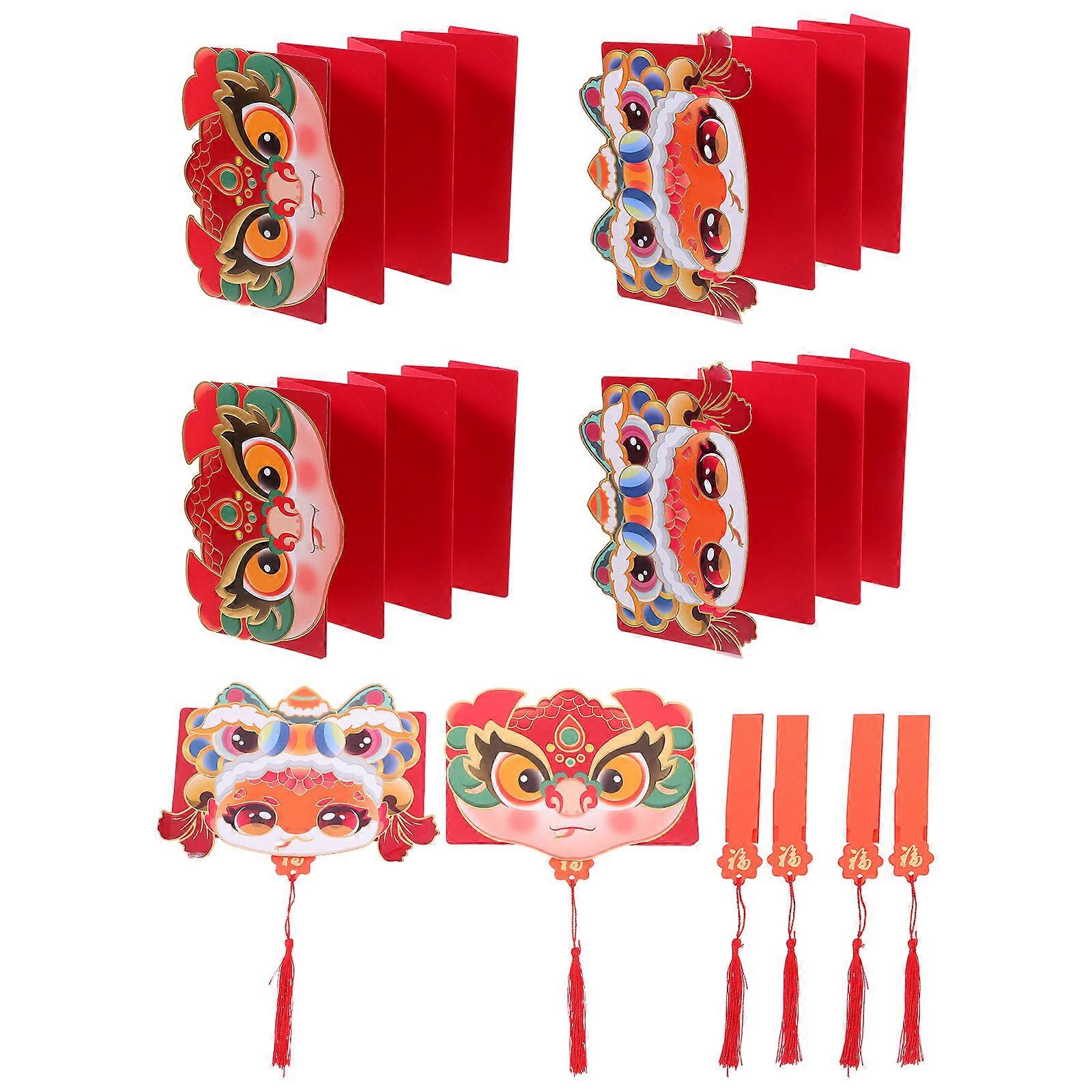 Lucky Money Envelopes for Chinese New Year Celebrations with Cartoon Design and Assorted Colors 6pcs