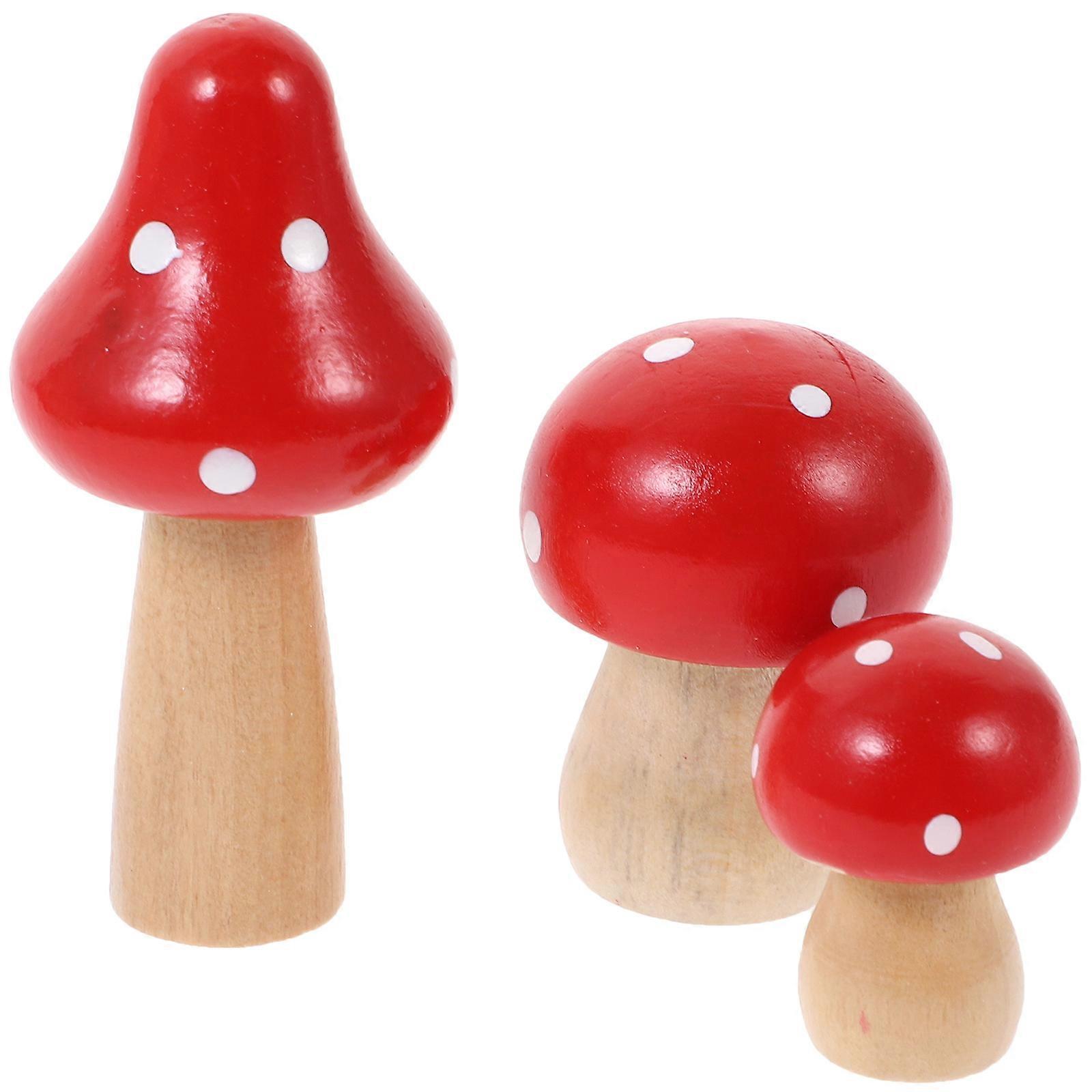 Decorative Mushroom Miniature Figurines 3 Pcs Micro Landscape Supplies For Home Office Cafe Shop Atmosphere