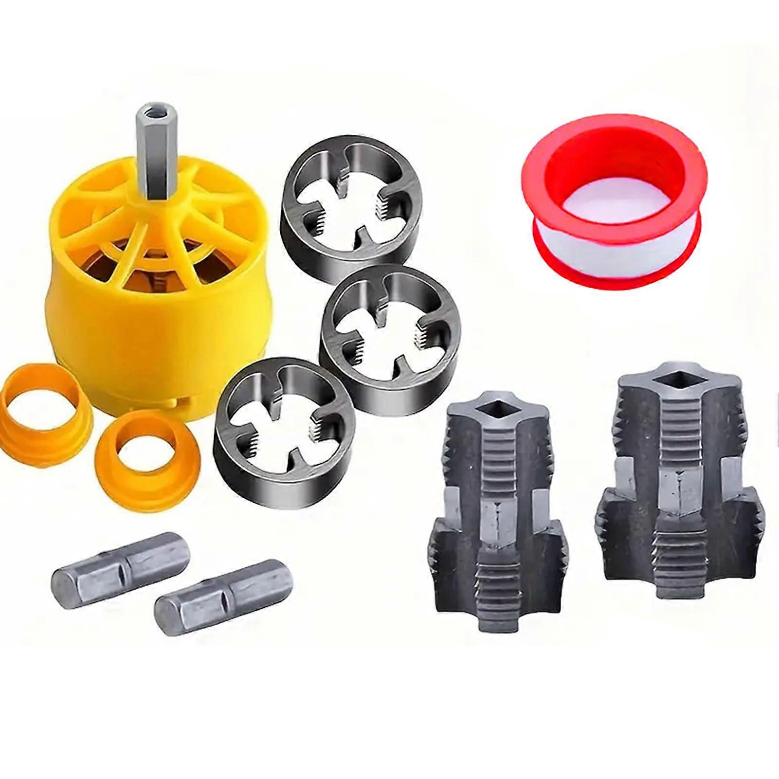 PVC pipe thread tap set, electric drill, reusable, round pipe die set 1/2, 3/4, 1