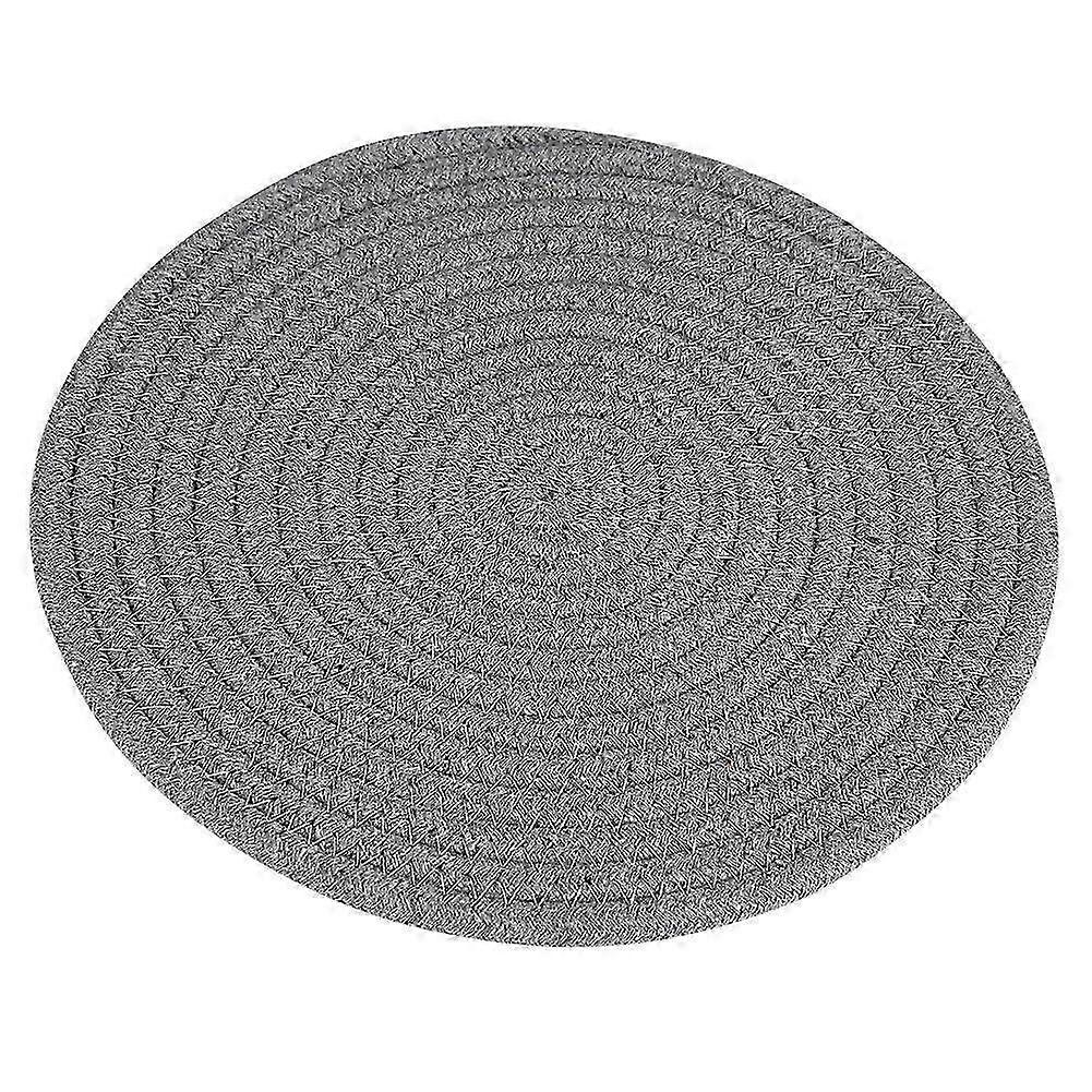 Handmade Round Cotton Tableware Pad & Knitting Cushion �C 24cm Deep Grey Placemat for Dining Table Decor