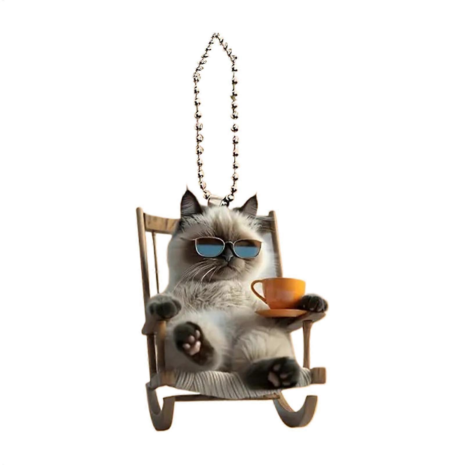 Katzenauto-Ornament 2D Acrylic Kitten Mirror Pendant For Car Rearview, Cute Cat Car Charm