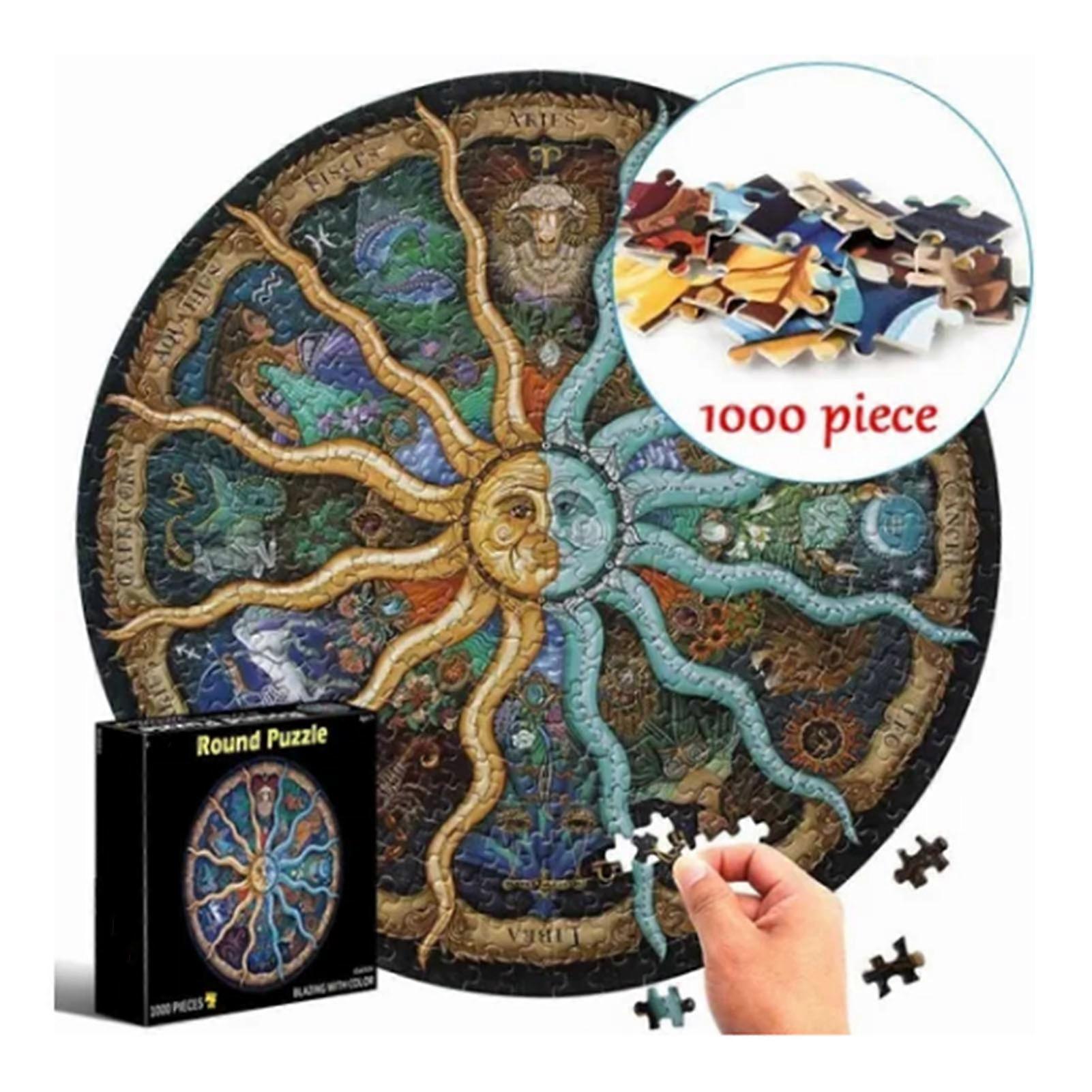1000pcs Kids Jigsaw Puzzles Round Shape Beautiful Patterns Coordination Training Educational Toy