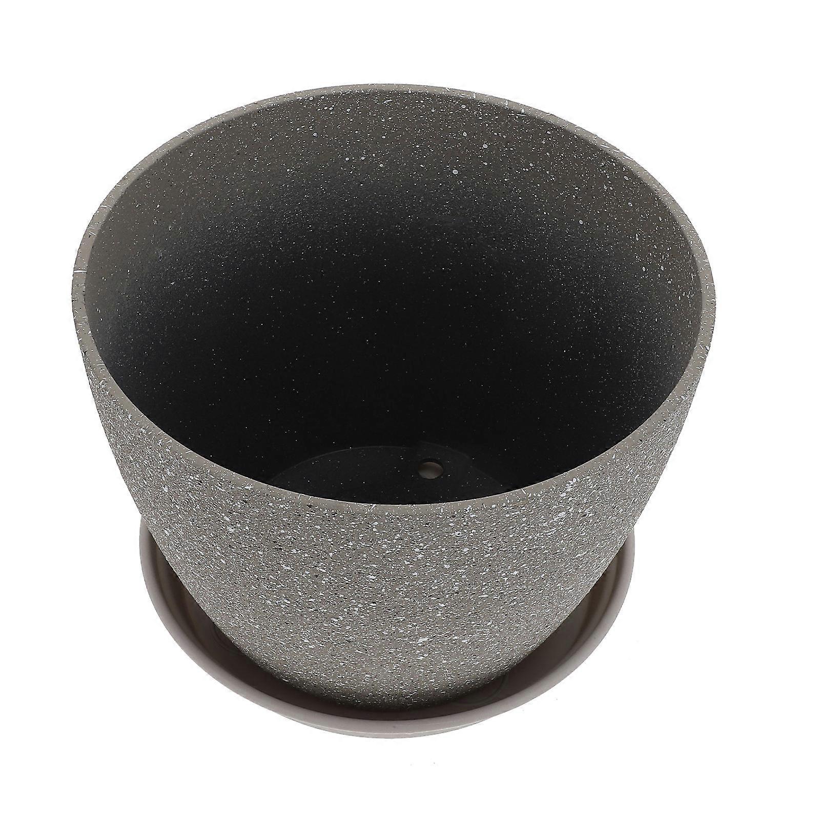 Decorative Flower Pots Durable Resin Planter for Garden Use 19.5X19.5CM Light Grey Rustic Style 1 Set