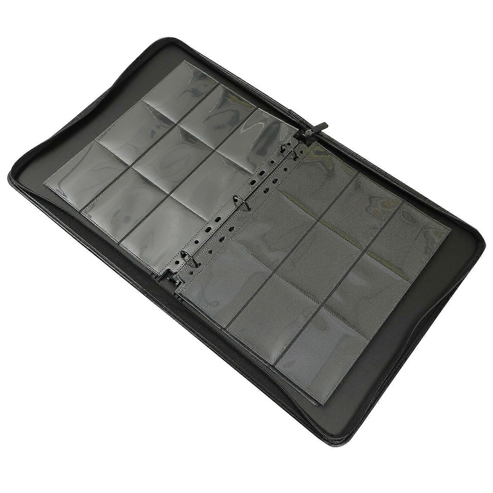 Black Carbon Fiber PP Trading Cards Protector with 360 Pockets for Standard Sized Cards Safe Storage Use 9.5 x 6.8 inches