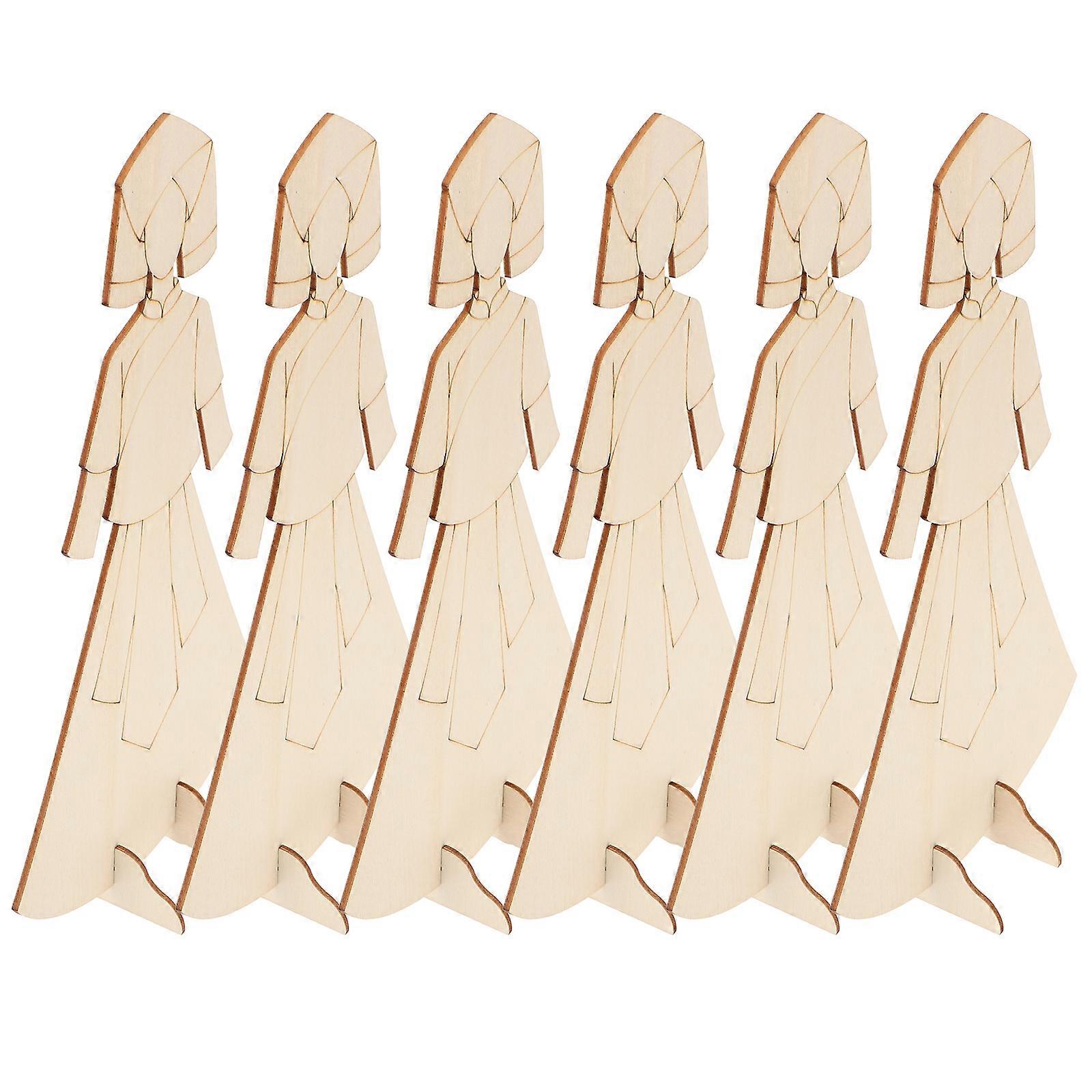 DIY Wooden Cutout Decor for Home Unfinished Smooth Wood Slices Ivory Color 6 Pieces