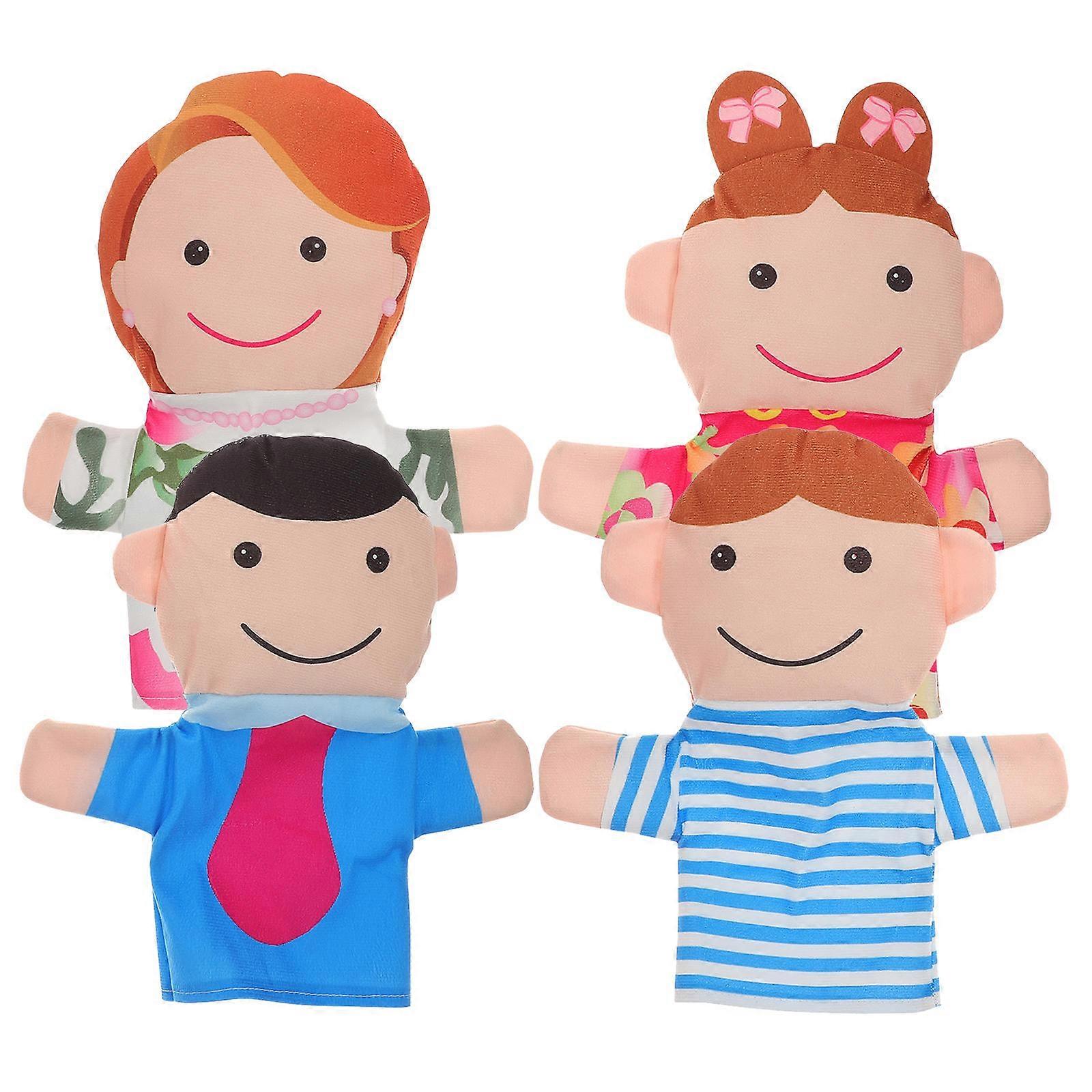 4pcs Lightweight Hand Puppet Family Set for Storytelling, Theater, Role Play – Includes Dad, Mom, Brother, Sister – Ideal for Teaching & Fun