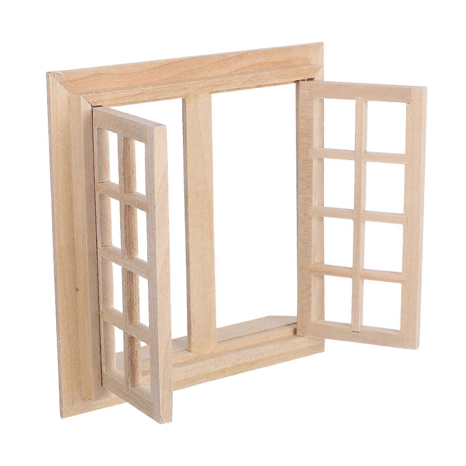 Mini House Decoration Mini Blank Window Model Unfinished Wooden Window