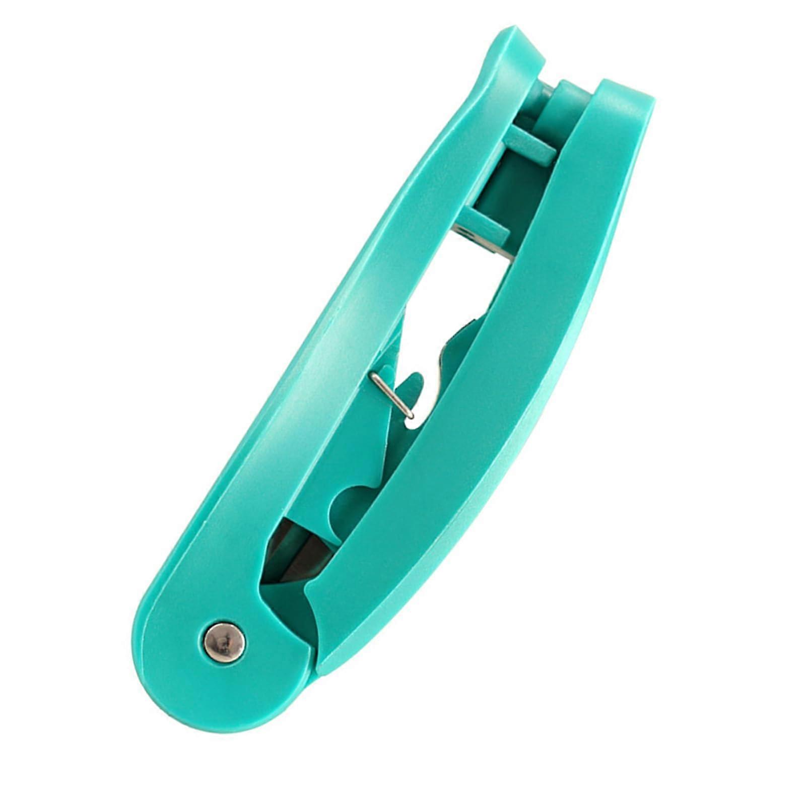 RJ45 cable tool for stripping, untangling, straightening, and cutting, portable in green.