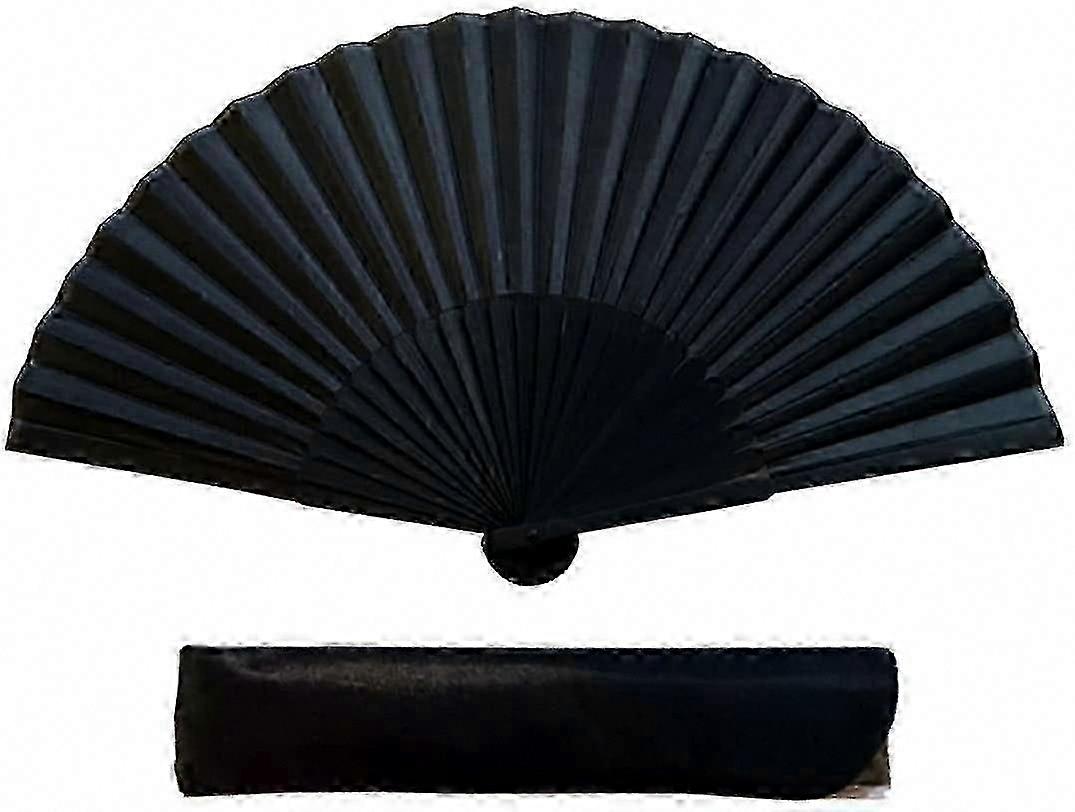 sammenleggbar kinesisk stil håndvifte for bryllupsfest ytelse - svart (1 stk)