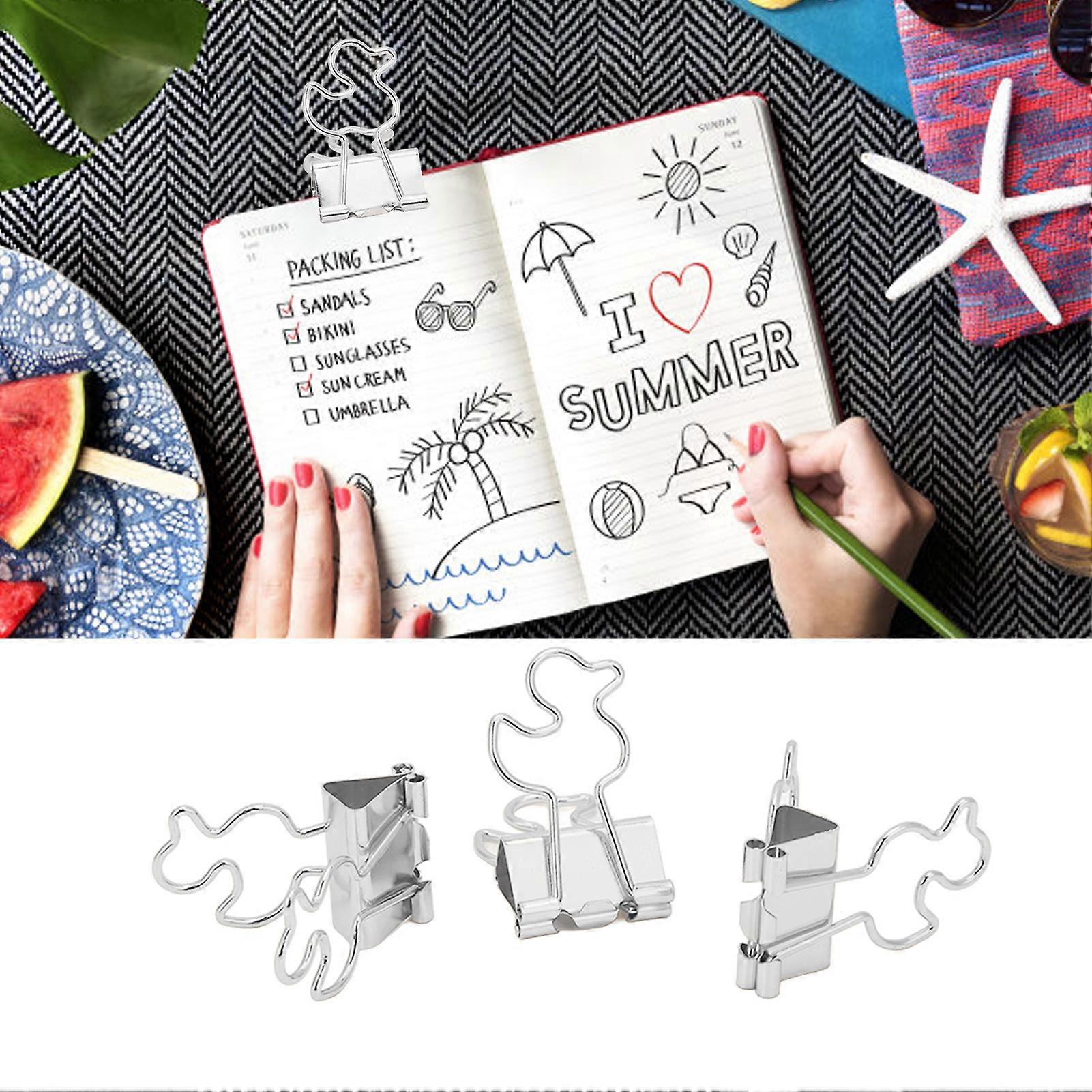 20Pcs Paper Clips Strong Clamping Force Durable Iron Little Duck Design Wide Application Small Binder ClipsSilver 