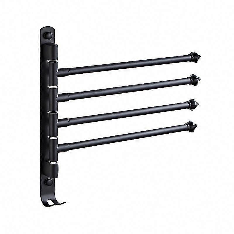 180 Rotante SUS304 Acciaio Inox Montaggio Parete Bagno Portasciugamani con 4 Barre (Nero)