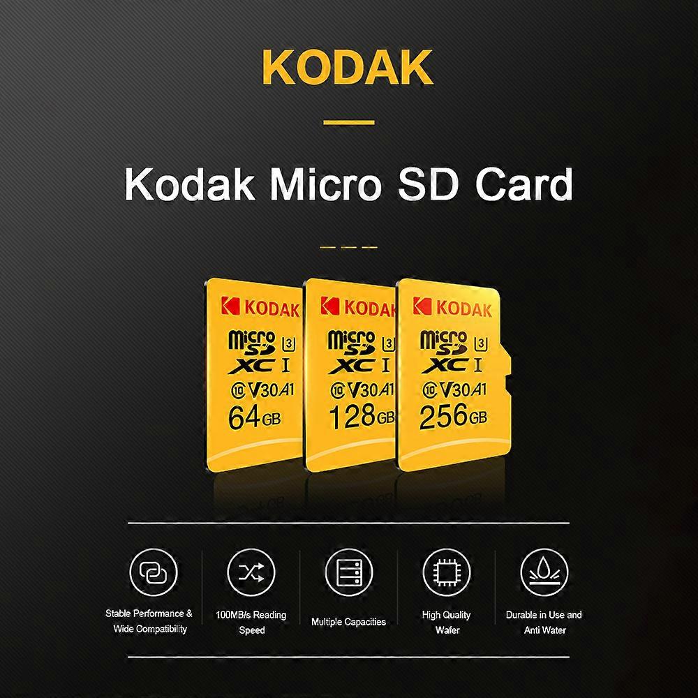 Kodak Micro SD Card 128GB TF Card U3 A1 V30 Memory Card 100MB/s Reading Speed 4K Video Record