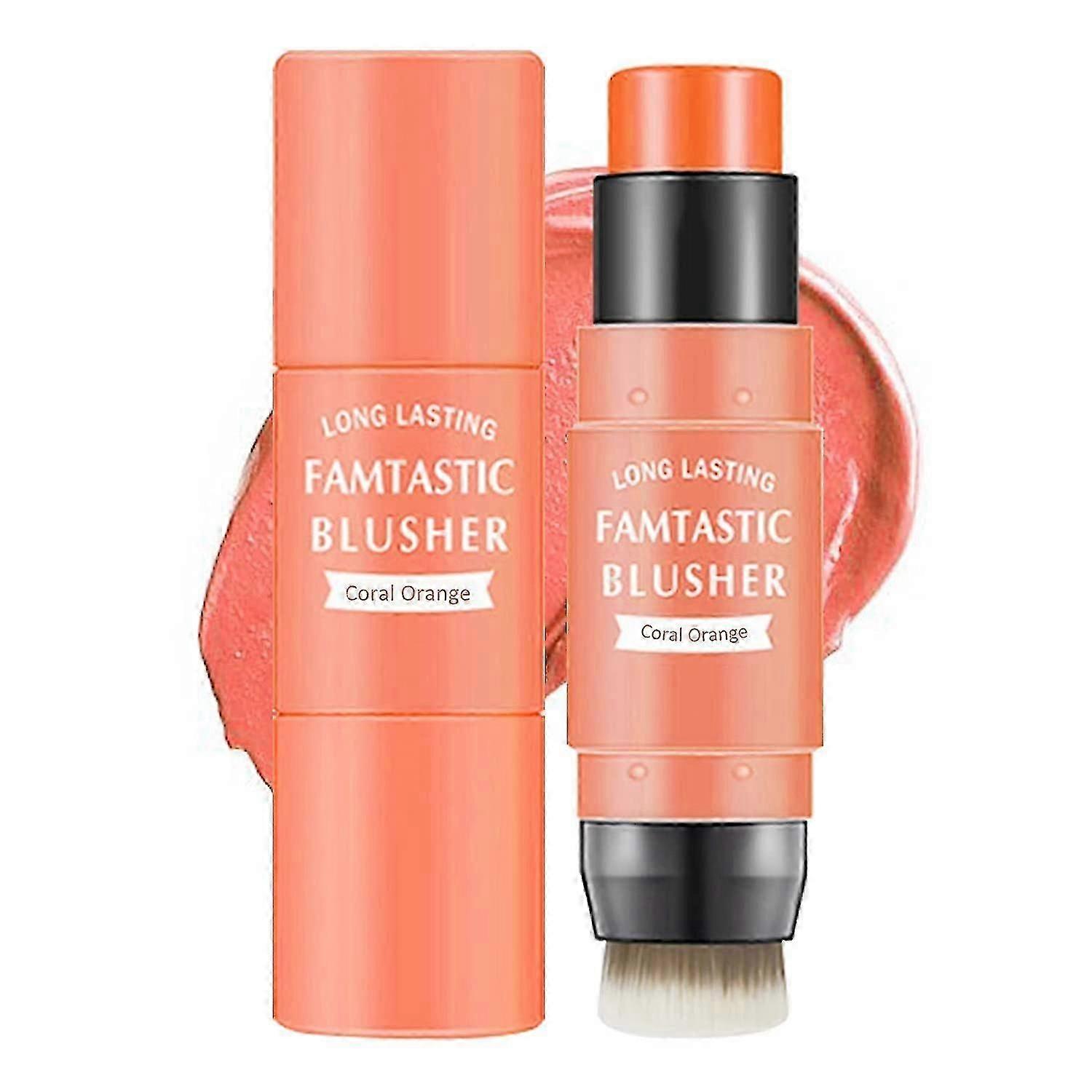 3 in 1 Cheek Blush & Lip Tint & Eyeshadow Creamy Blush Stick for Cheeks & Lips with Brush, Highlighter, Bronzer Pen