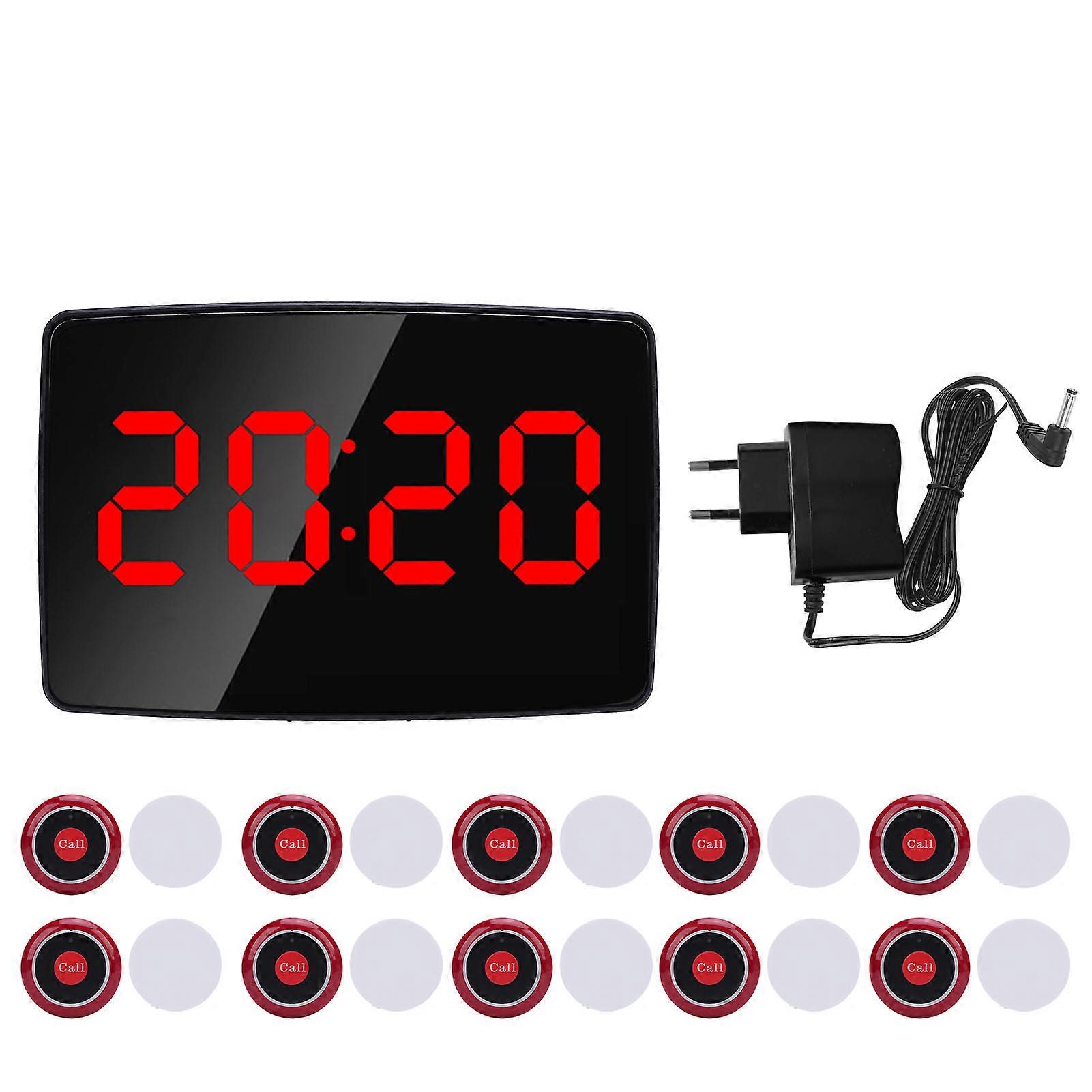 Wireless Calling System Restaurant Hotel Queuing Pager with 10 Table Bells 1 Receiver