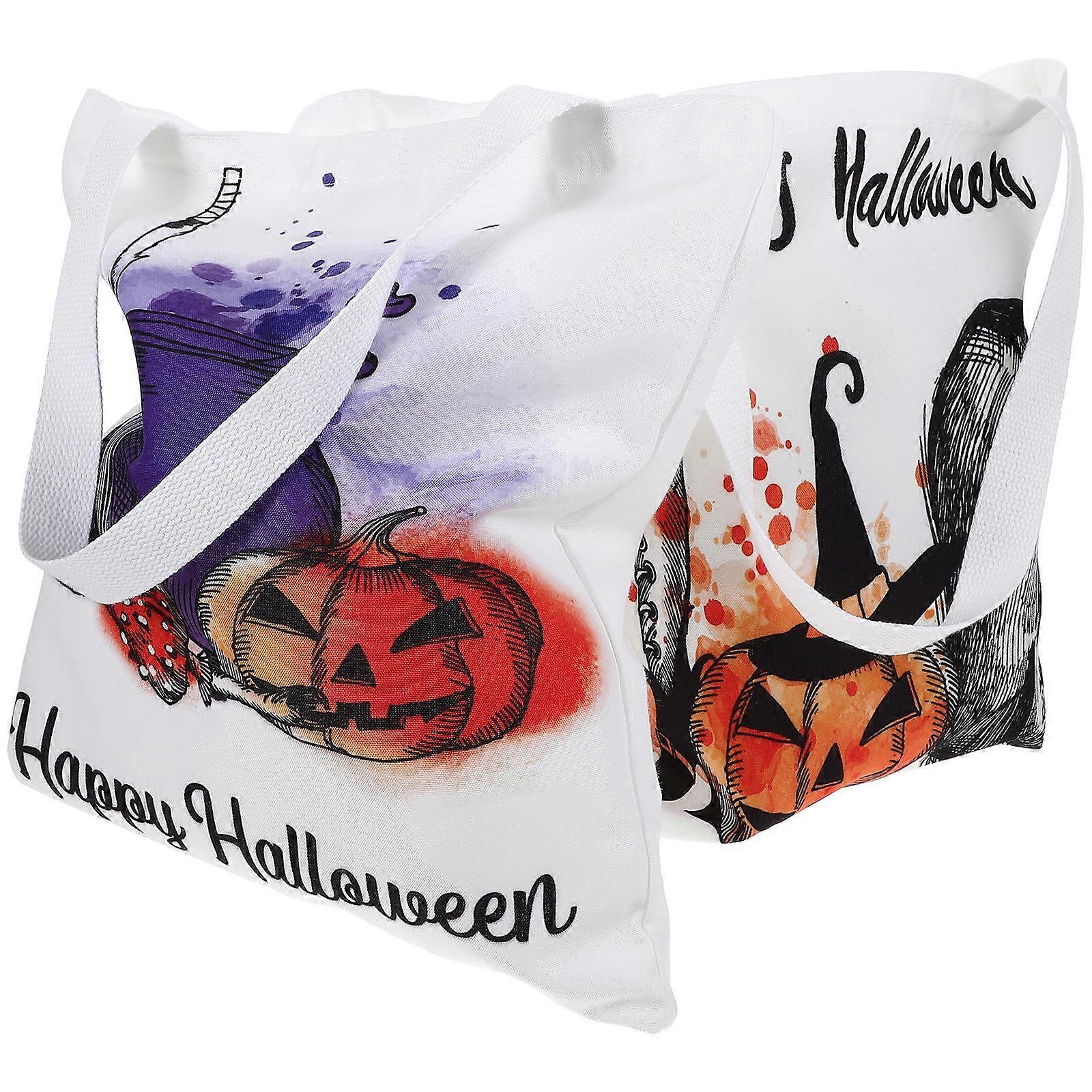 Halloween Canvas Bag Canvas Candy Pouch for Storage Use 2Pcs Assorted Color