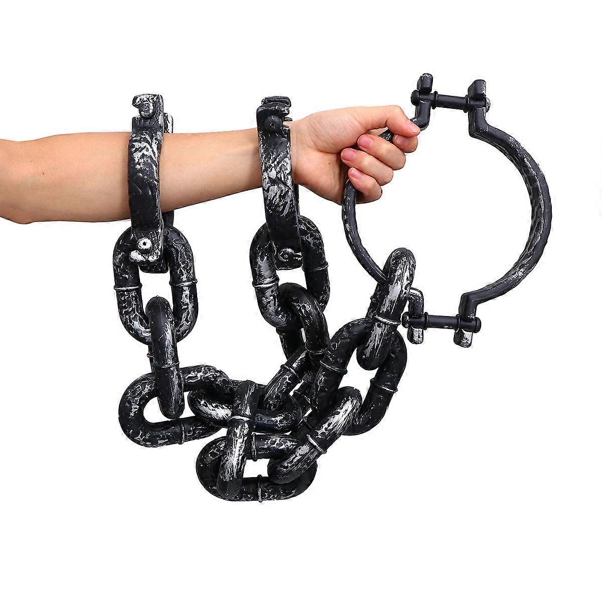 Halloween Prop Big Buckle Chain Black Plastic for Adults Performance 88*19cm 1Pack