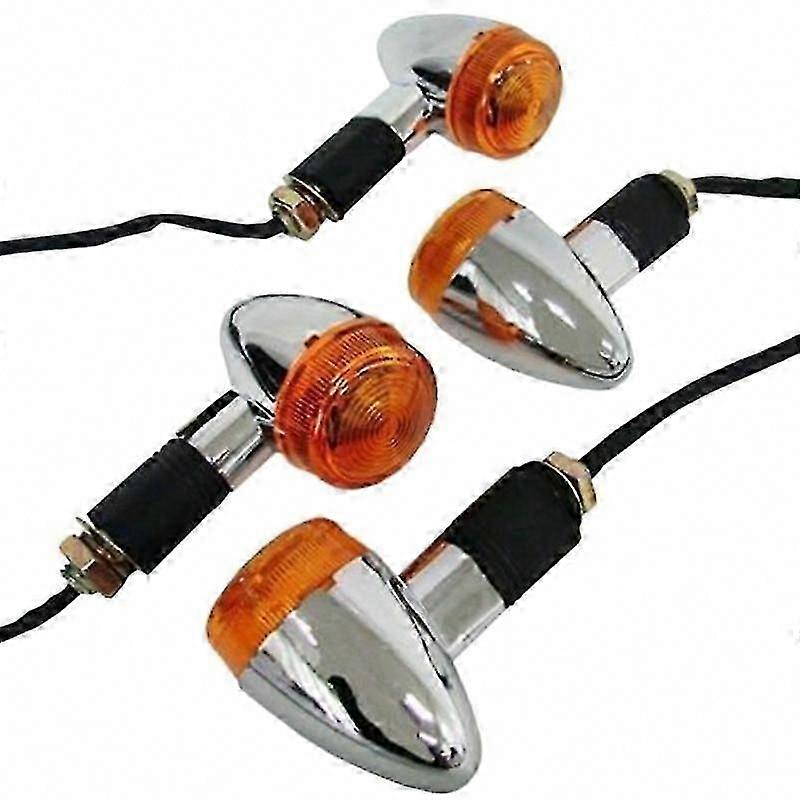 Chrome Motorcycle Turn Signals Front Rear Lights for Chopper (4Pcs)
