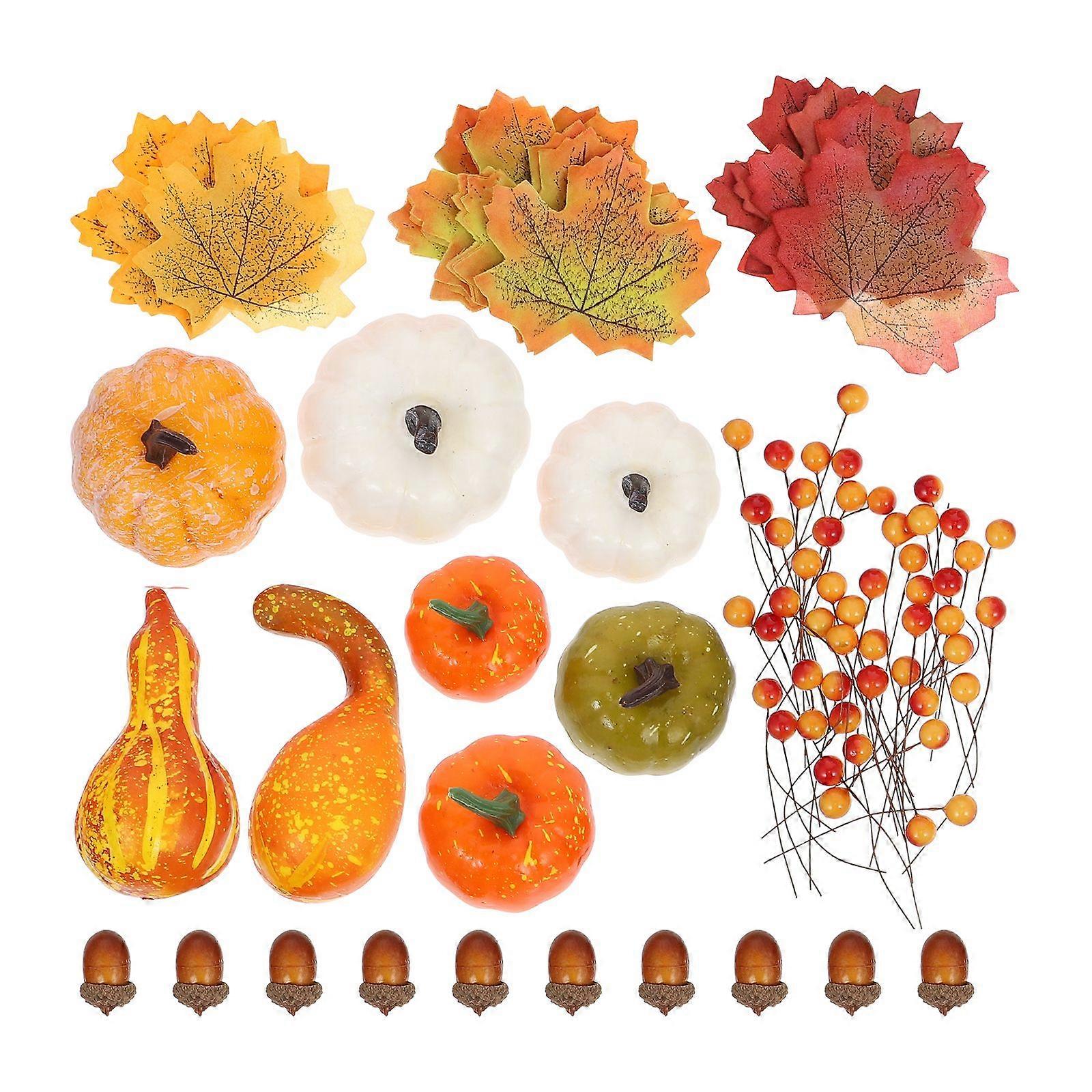 120Pcs Halloween Decorations Simulation Pumpkin Maple Leaf Gourd Models Photo Props