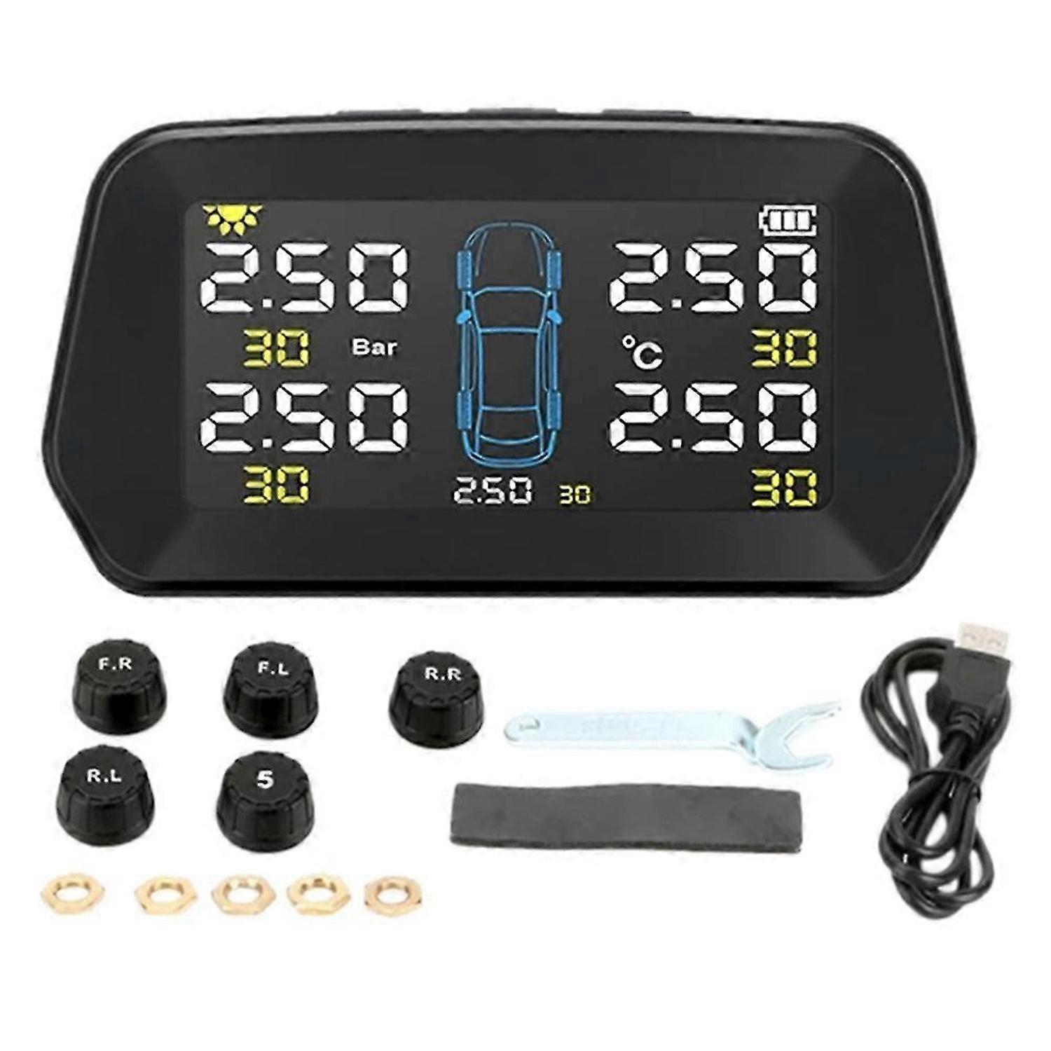 Αυτοκίνητο TPMS ηλιακός εξωτερικός αισθητήρας Παρακολούθηση συναγερμών πίεσης ελαστικών