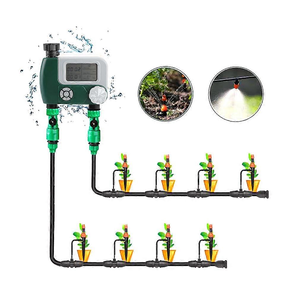 Dual Outlet Irrigation Timer Controller, Large Display, 15x15cm, Plastic