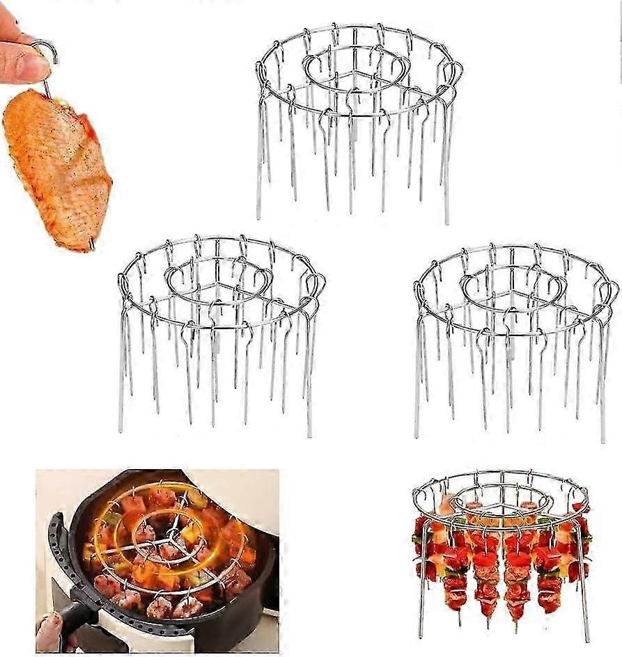 2025 Air Fryer Kebab Rack with 24 Skewers - Vertical Stand for Even Cooking of Meat, Chicken & Vegetables, Fits Most Grills & Ovens