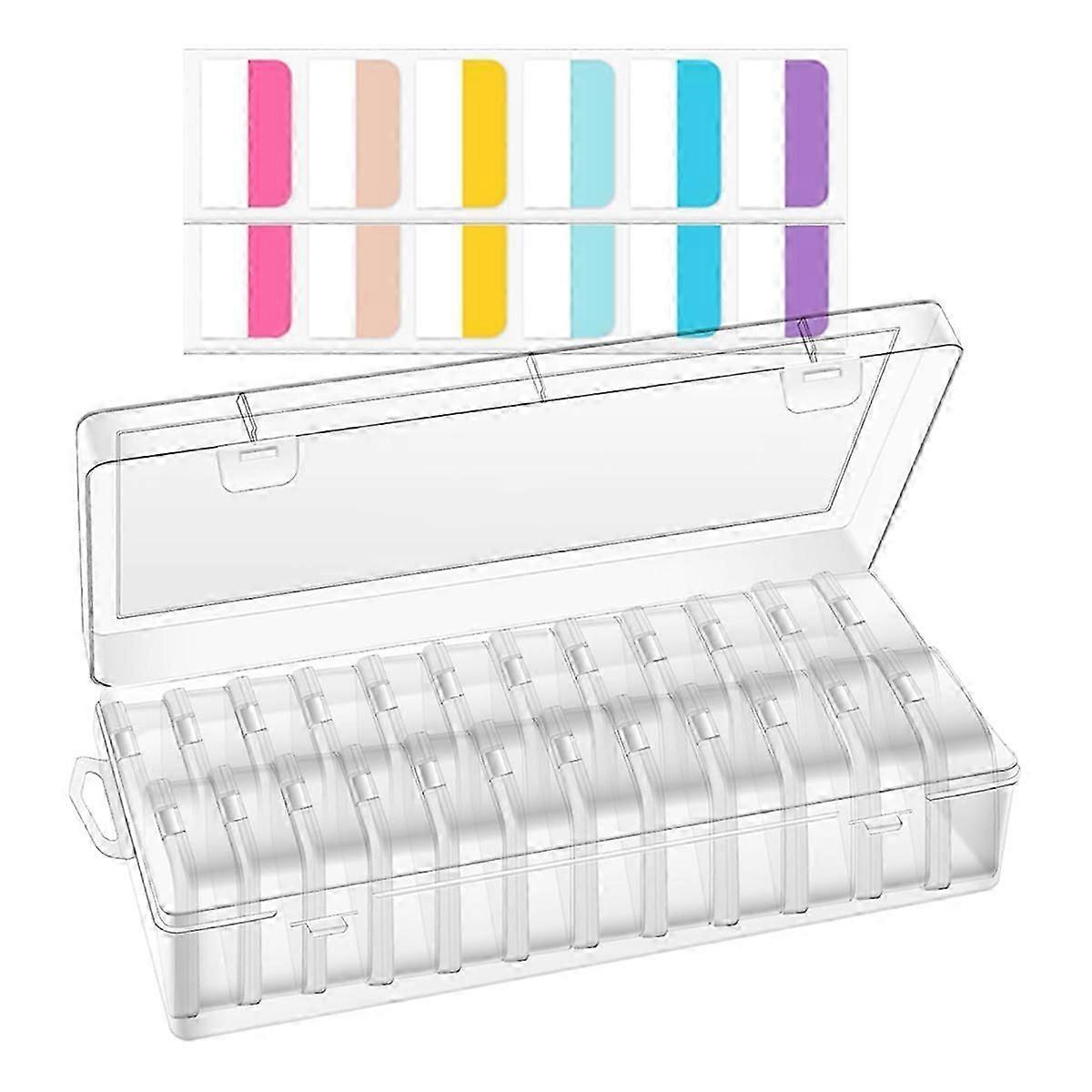Bead Organizer Box, Small Rectangular Clear Bead Storage Containers Boxes with Hinged Lids and Labe