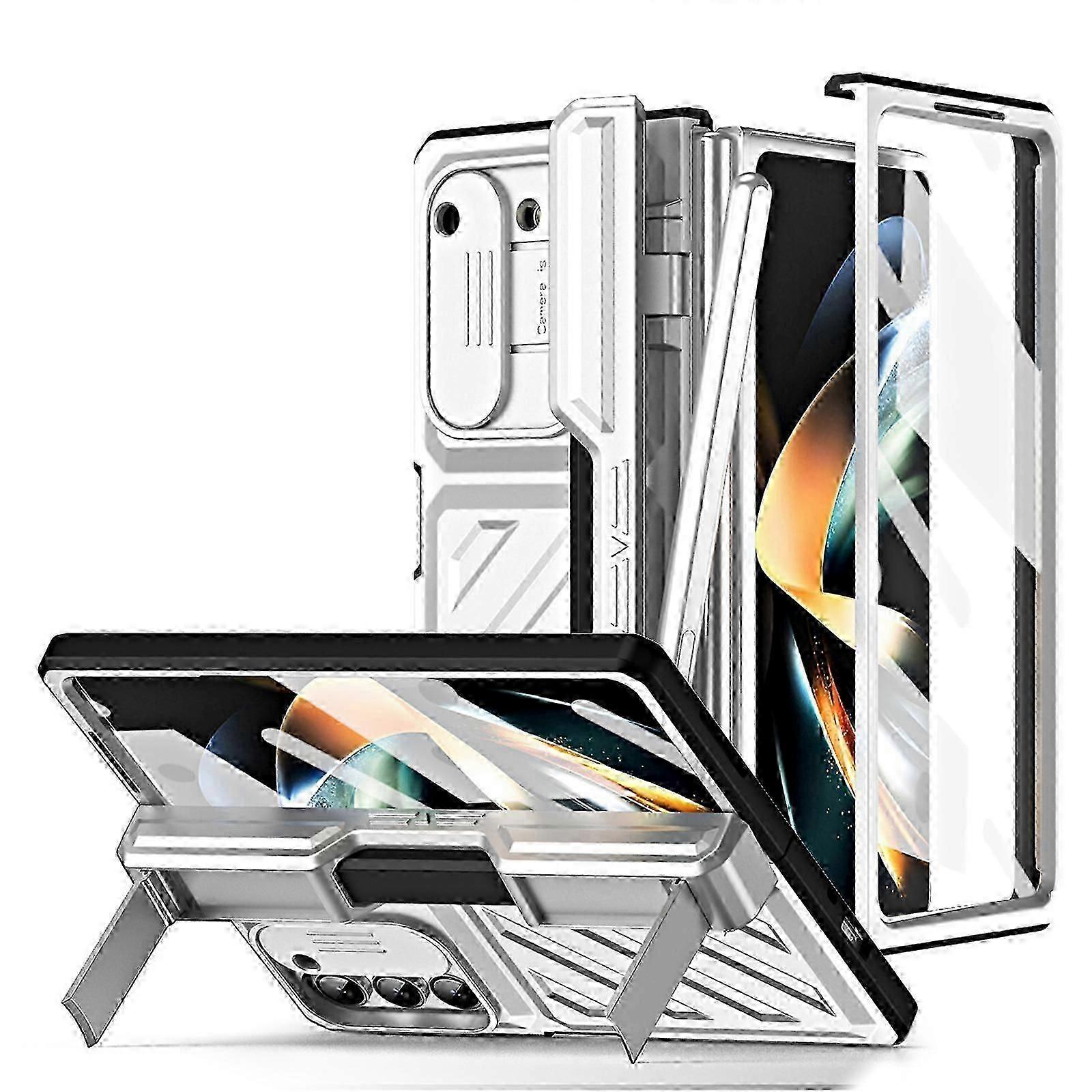 Case for Z Fold 5 Built-in Screen Protector, Full-Body Hinge Coverage Protective Case with Double Kickstand All-Inclusive Shockproof Cover Galaxy Fold