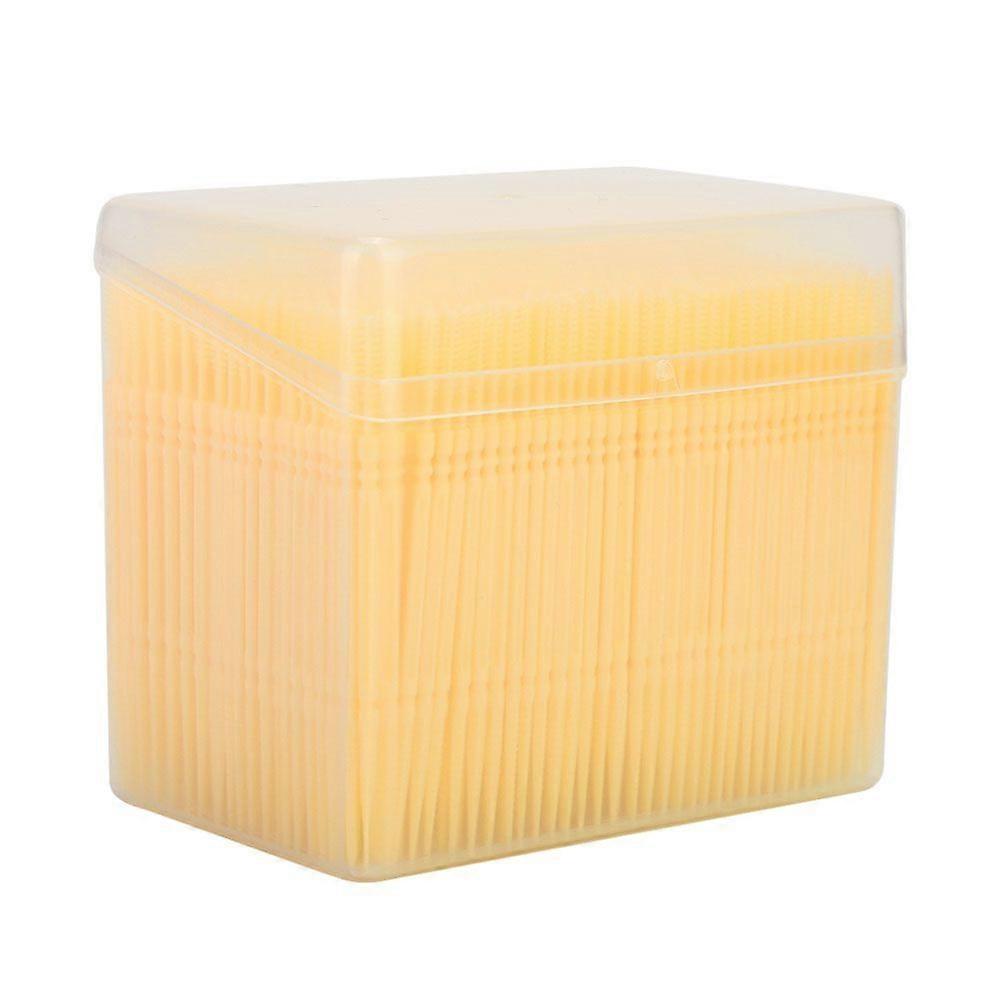 1100pcs Box Double Head Teeth Cleaning Toothpick Oral Care Floss Pick Toothpick (Yellow)
