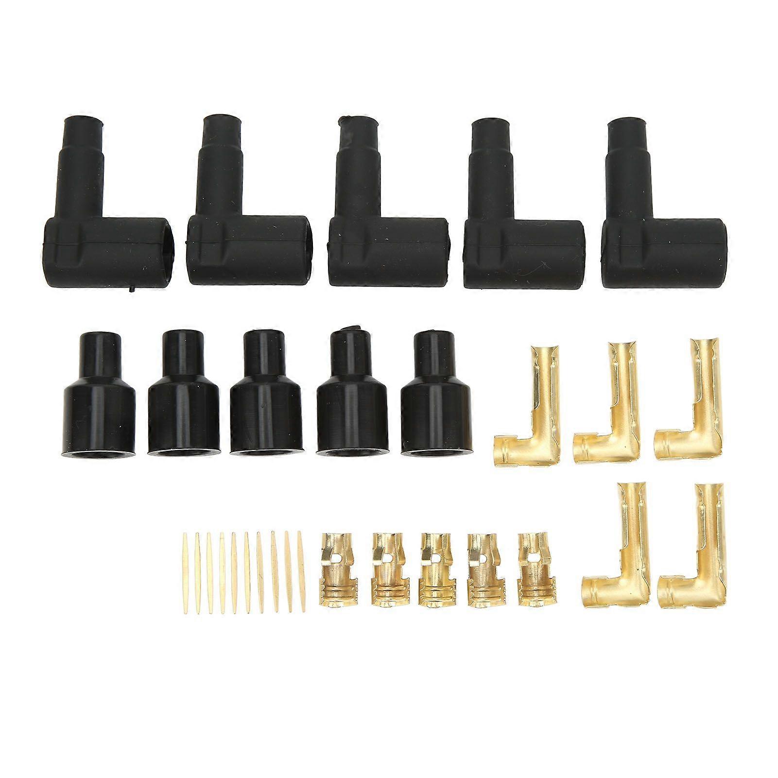 30PCS Spark Plug Coil Wire Boot Black Rubber Material Terminal Kit Fit for 610mm Wires
