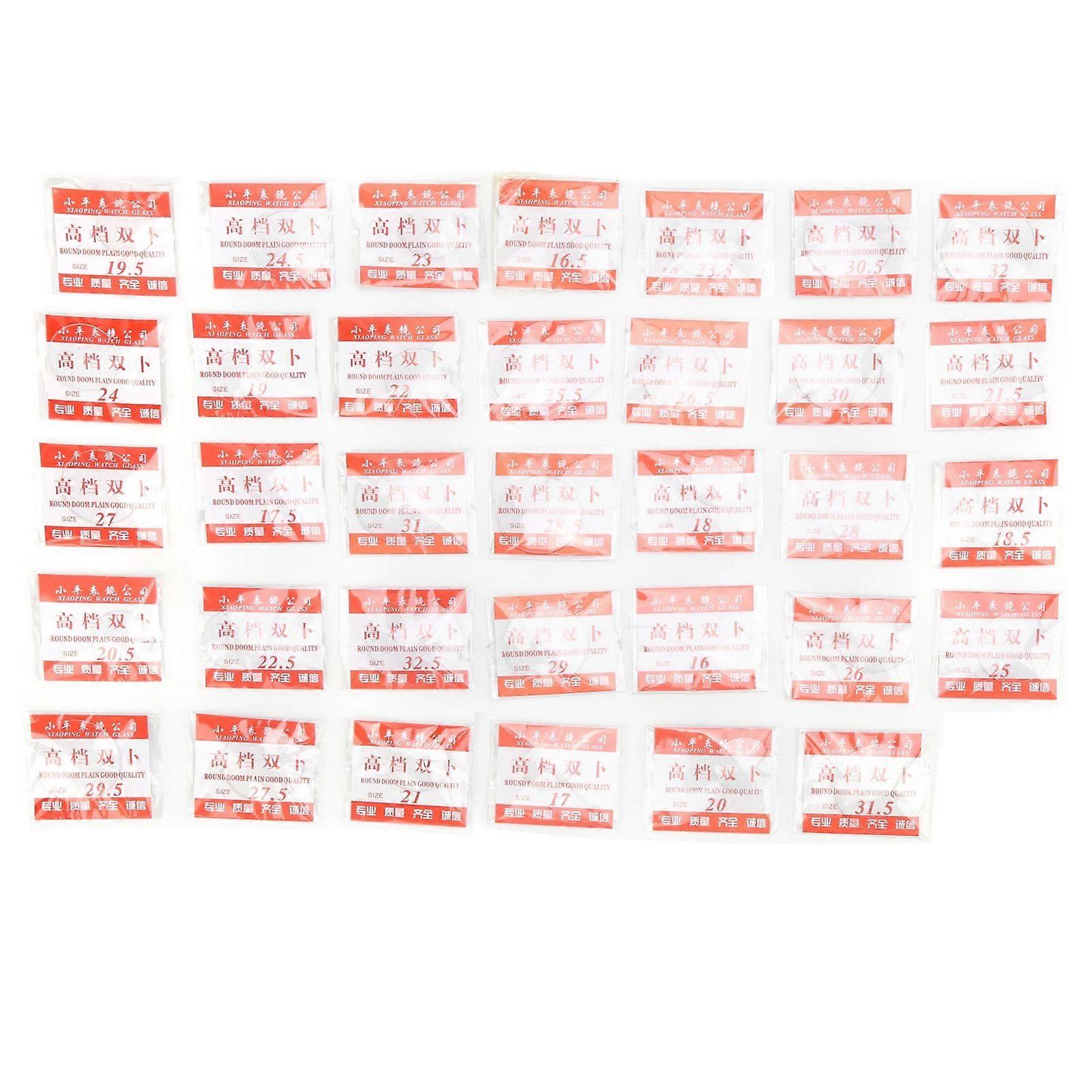 34Pcs Watch Glass Lens Mineral Convex Surface Concave Back Arch Measuring Cup Lid 1632.5mm
