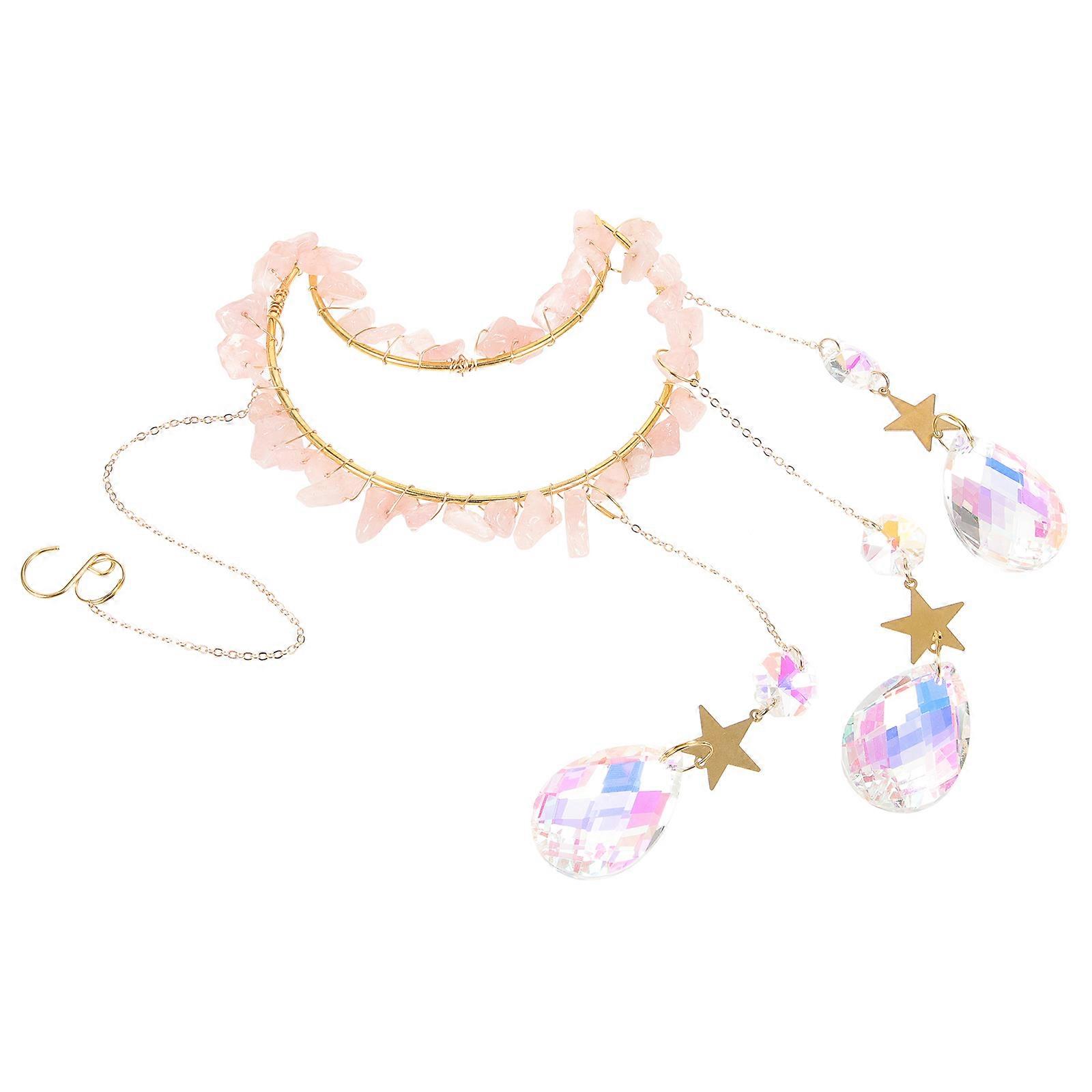 Moon Shaped Glass Wall Ornament for Window Hanging 2Pcs