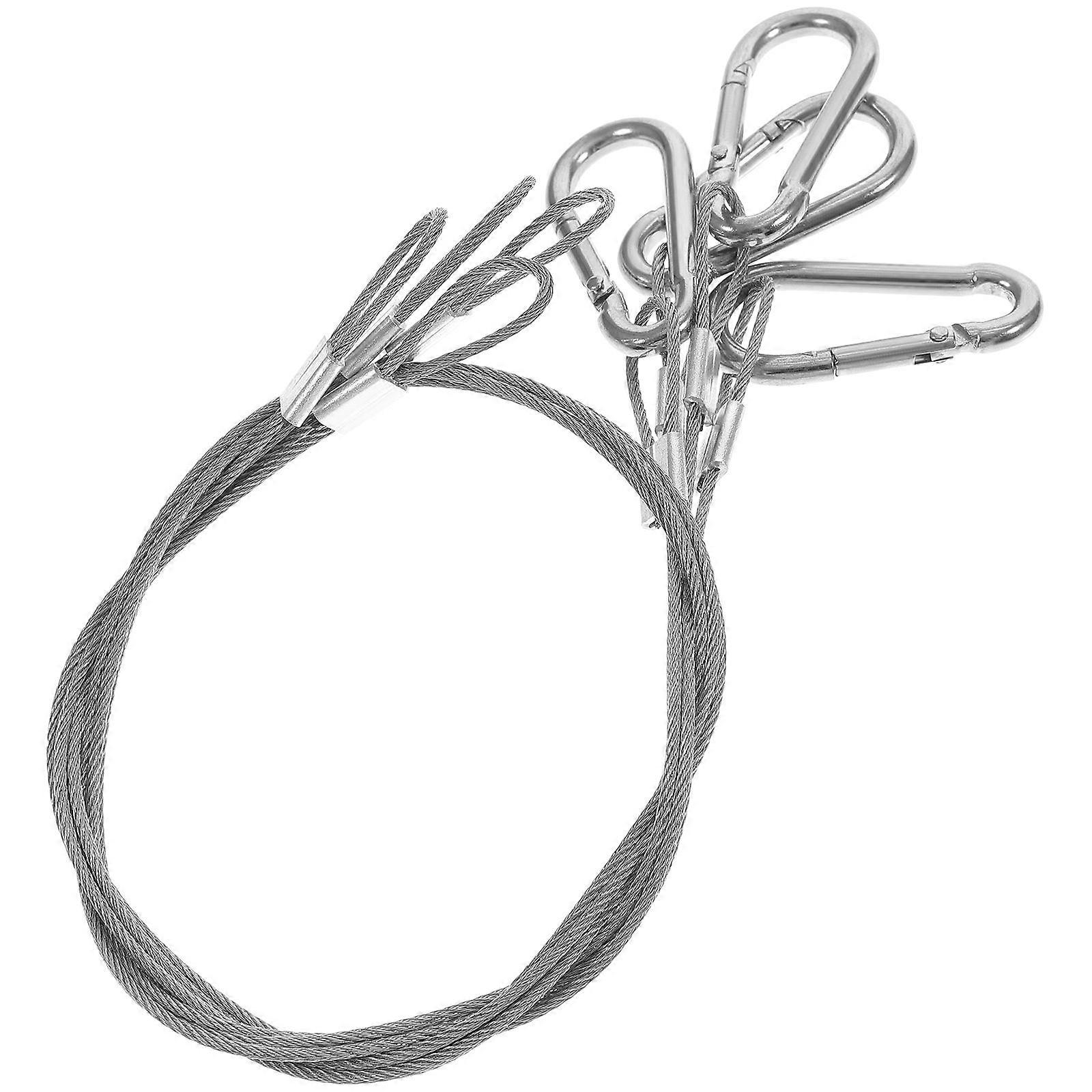 Steel Security Cable with Lock Wire Rope and Hook Combination for Mechanical Equipment High Altitude Work Silver Hanging 4Pcs