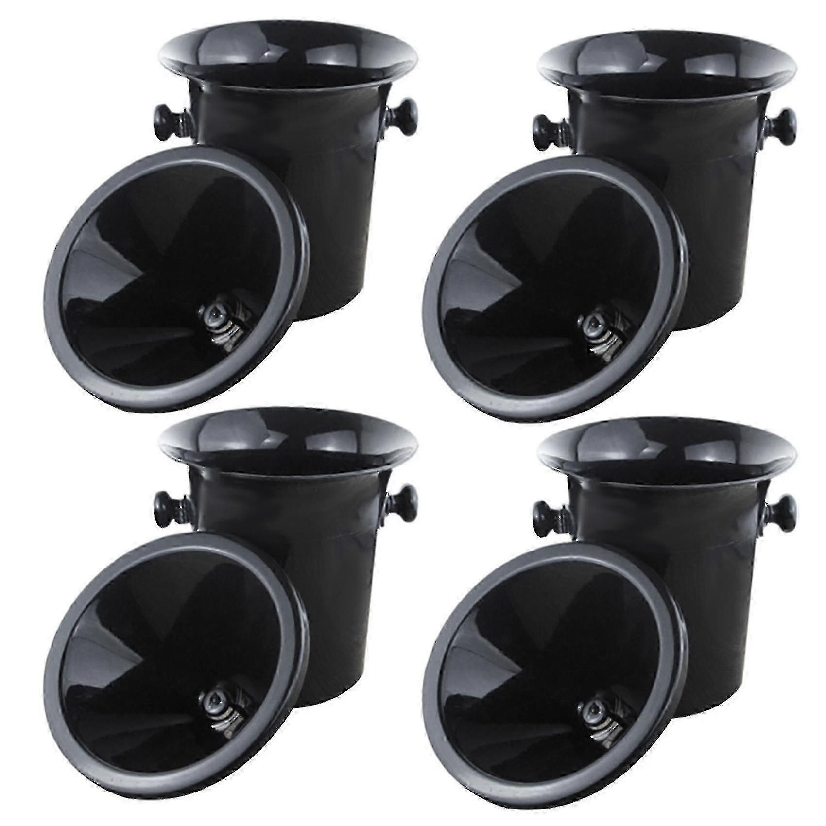 4x Black Plastic Wine Spittoon with Funnel - Champagne Tasting Bucket, Standard Size
