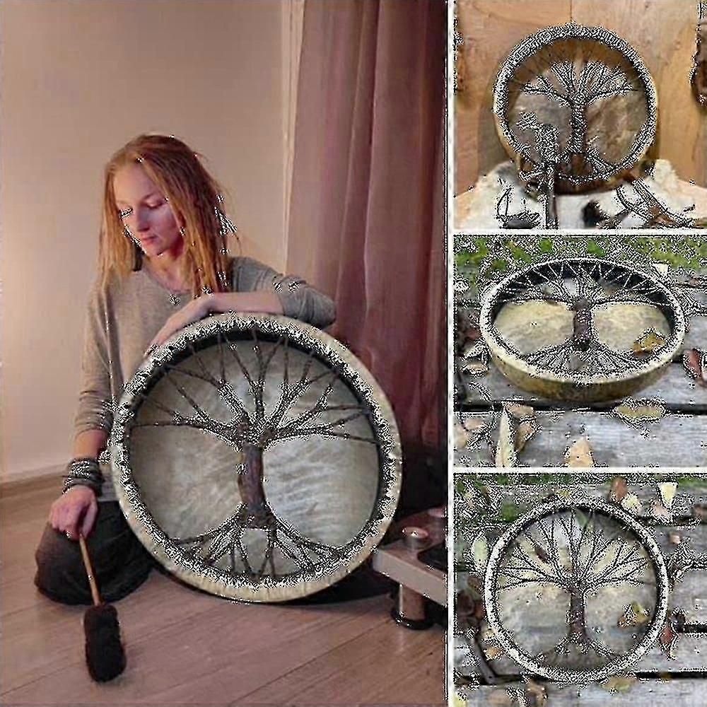 Tree Of Life Shaman Drum Handmade Siberian Drum Spirit Music Symbol Garden Decor