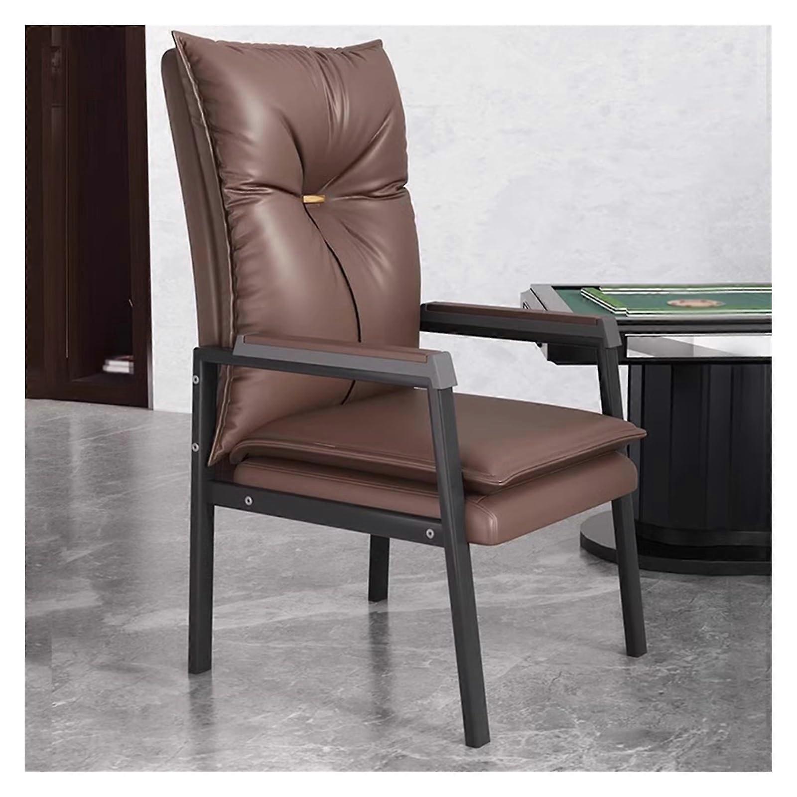 Back Guest Reception Chair With Padded Armrests And Lumbar Support Brown One Size